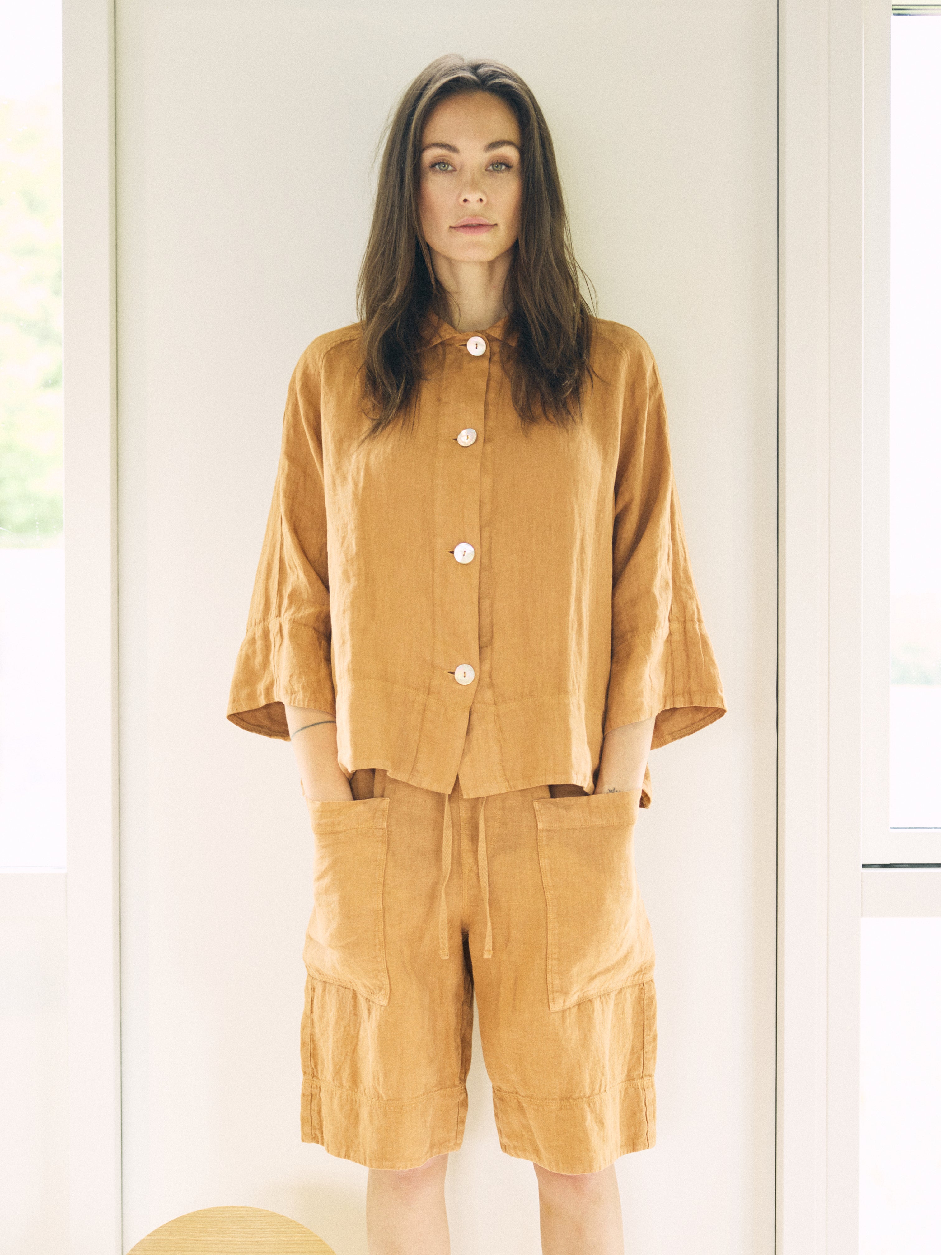 LINEN SHIRT PECAN