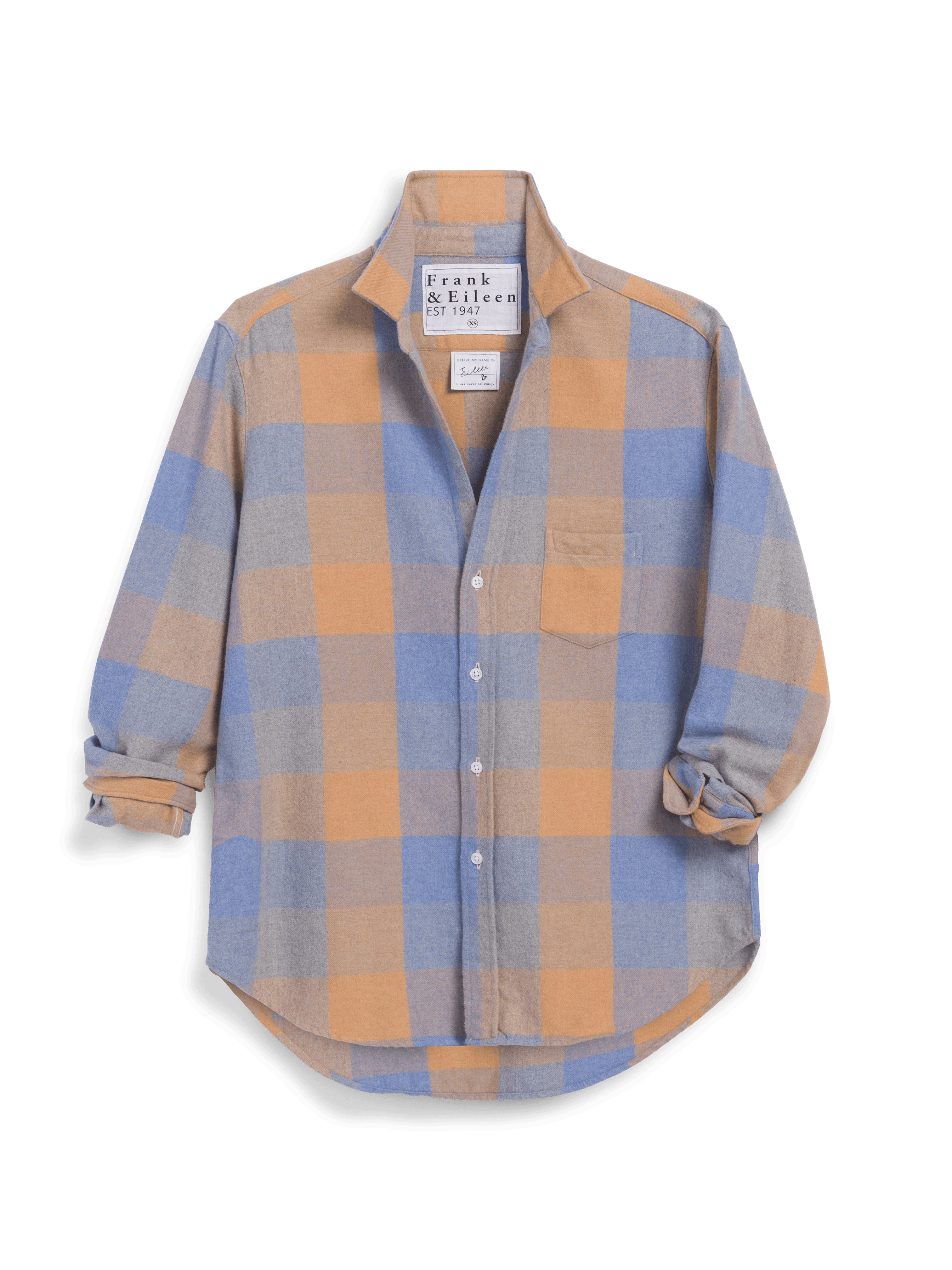 EILEEN FLANNEL SHIRT BLUE & CAMEL CHECK