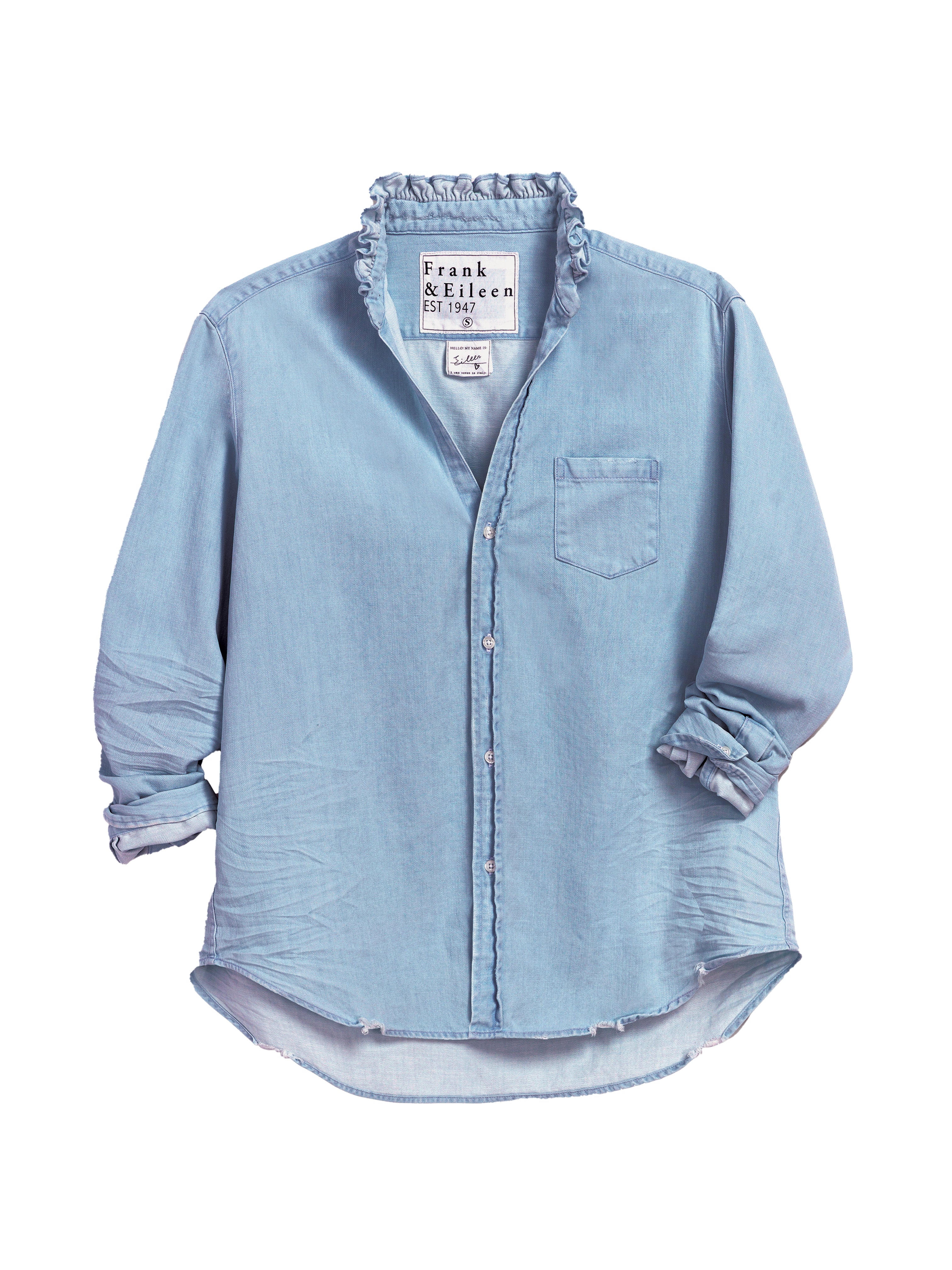 EILEEN RUFFLE COLLAR SHIRT CLASSIC BLUE