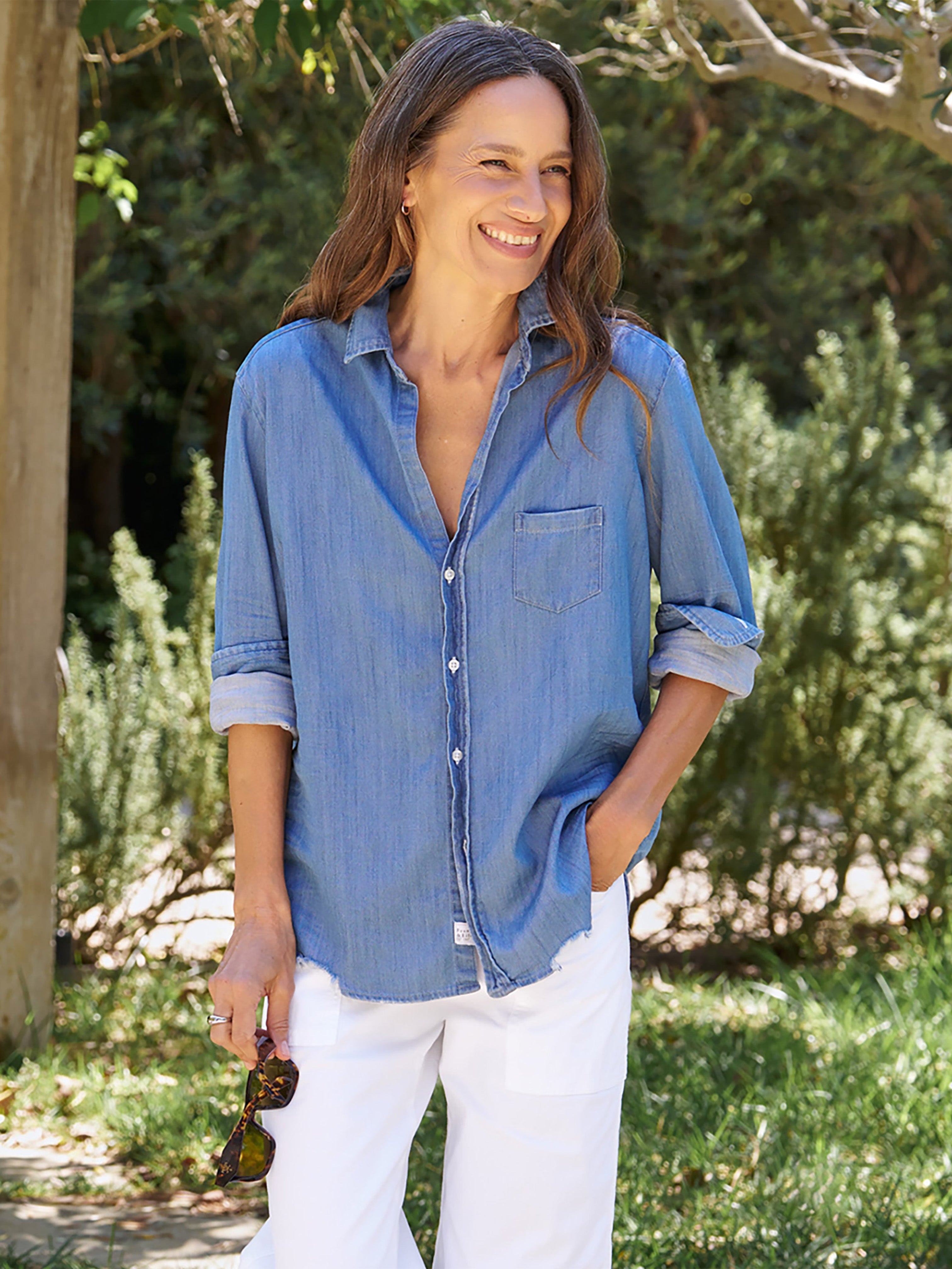 EILEEN SHIRT TATTERED DENIM VINTAGE STONEWASHED INDIGO