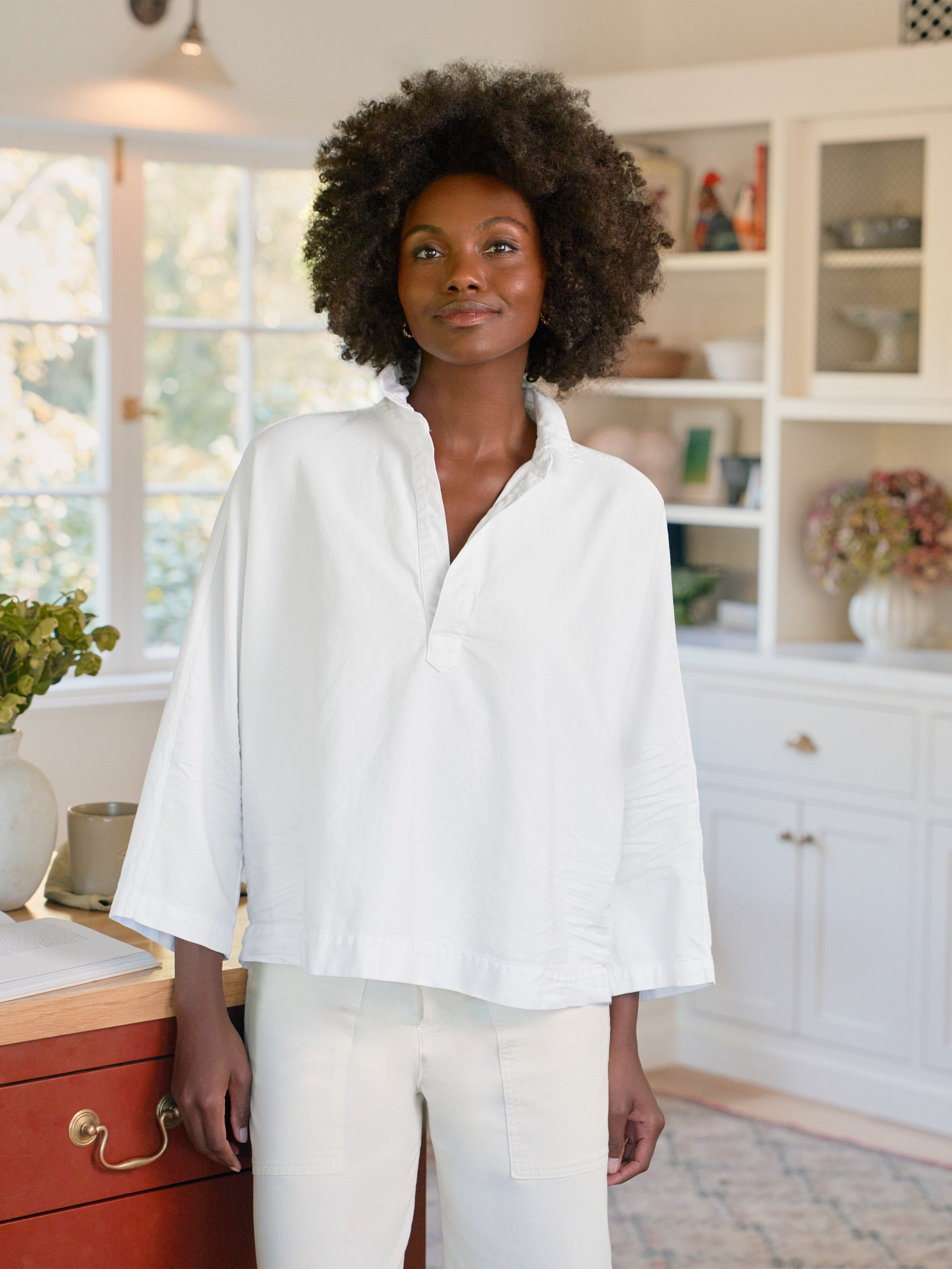 GABI POPOVER DENIM SHIRT WHITE