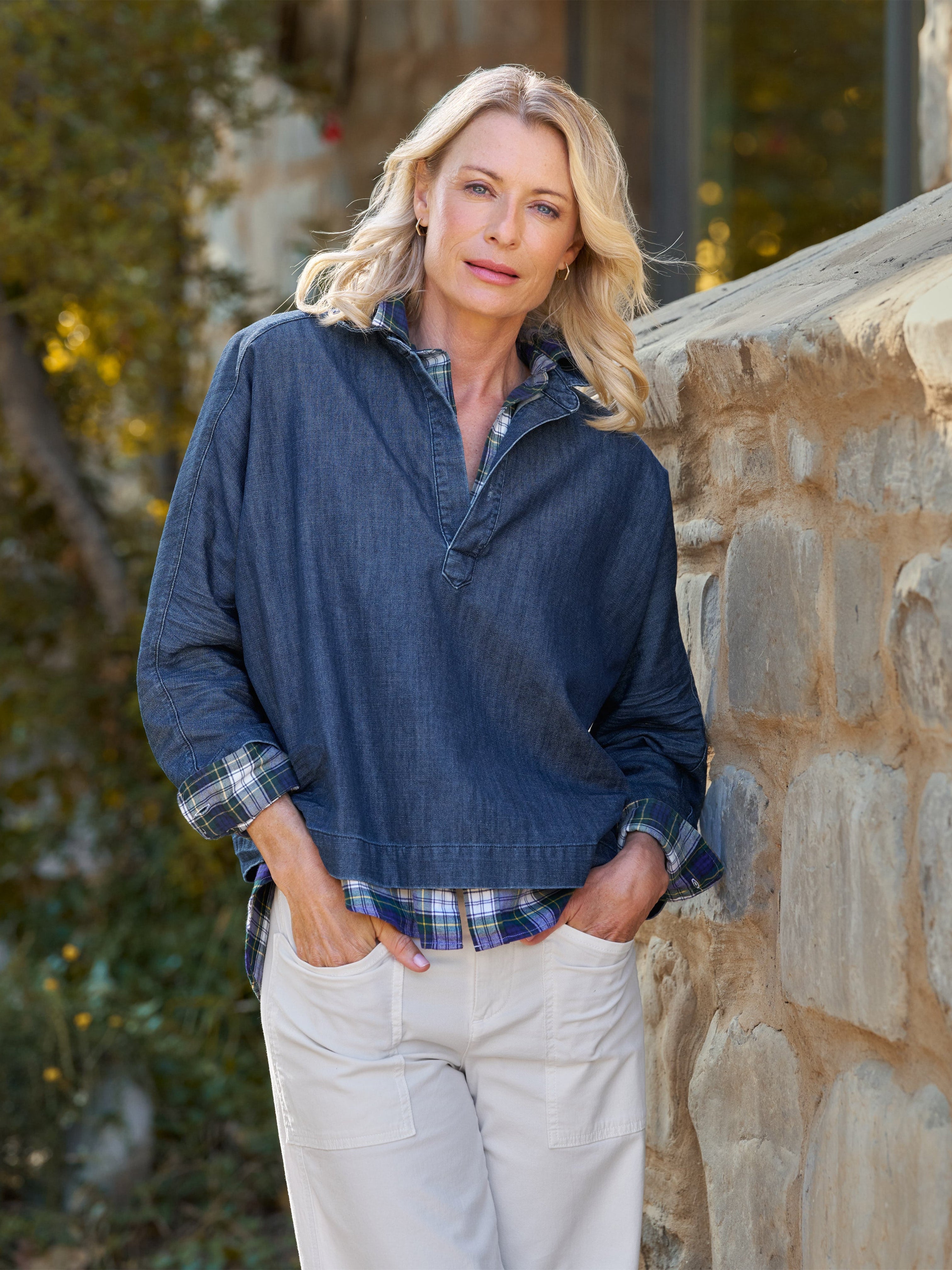 GABI POPOVER SHIRT DENIM VINTAGE WASH