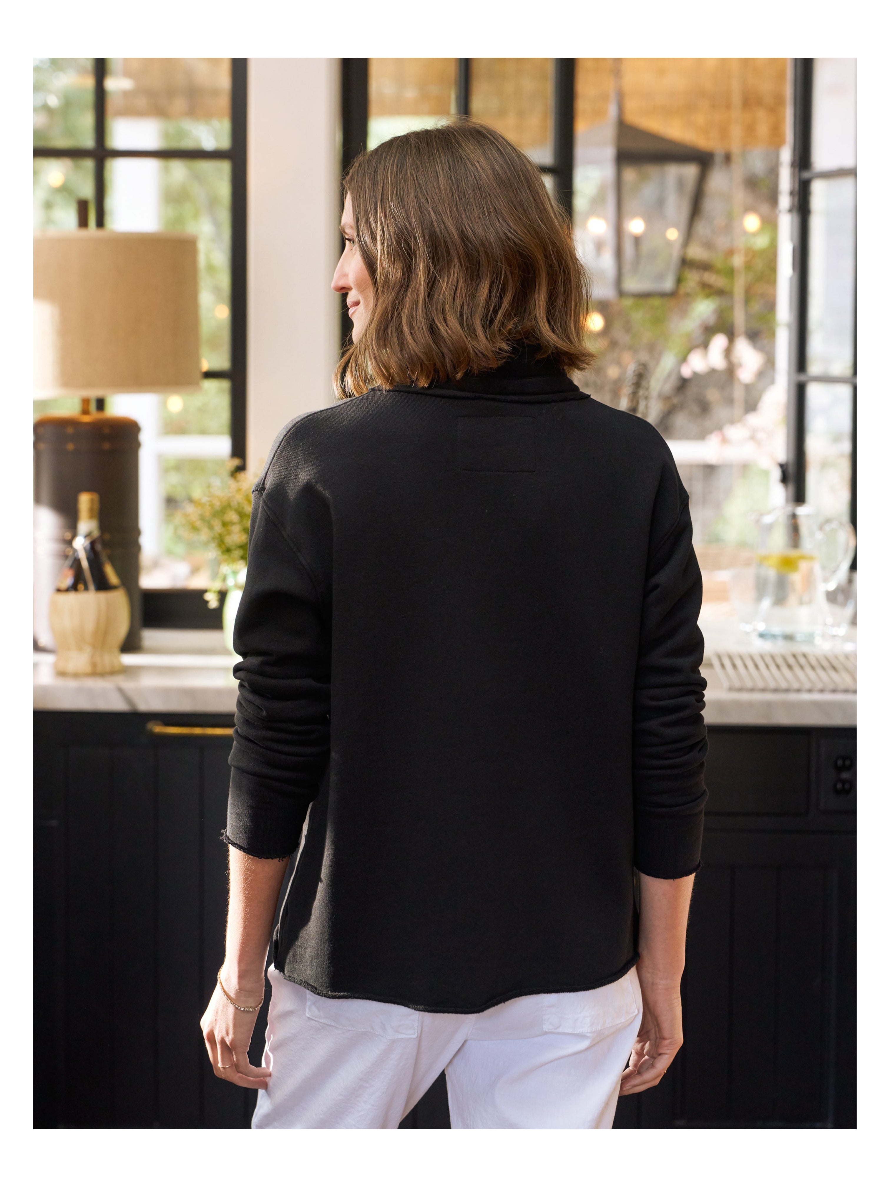 PATRICK TRIPLE FLEECE HENLEY BLACK