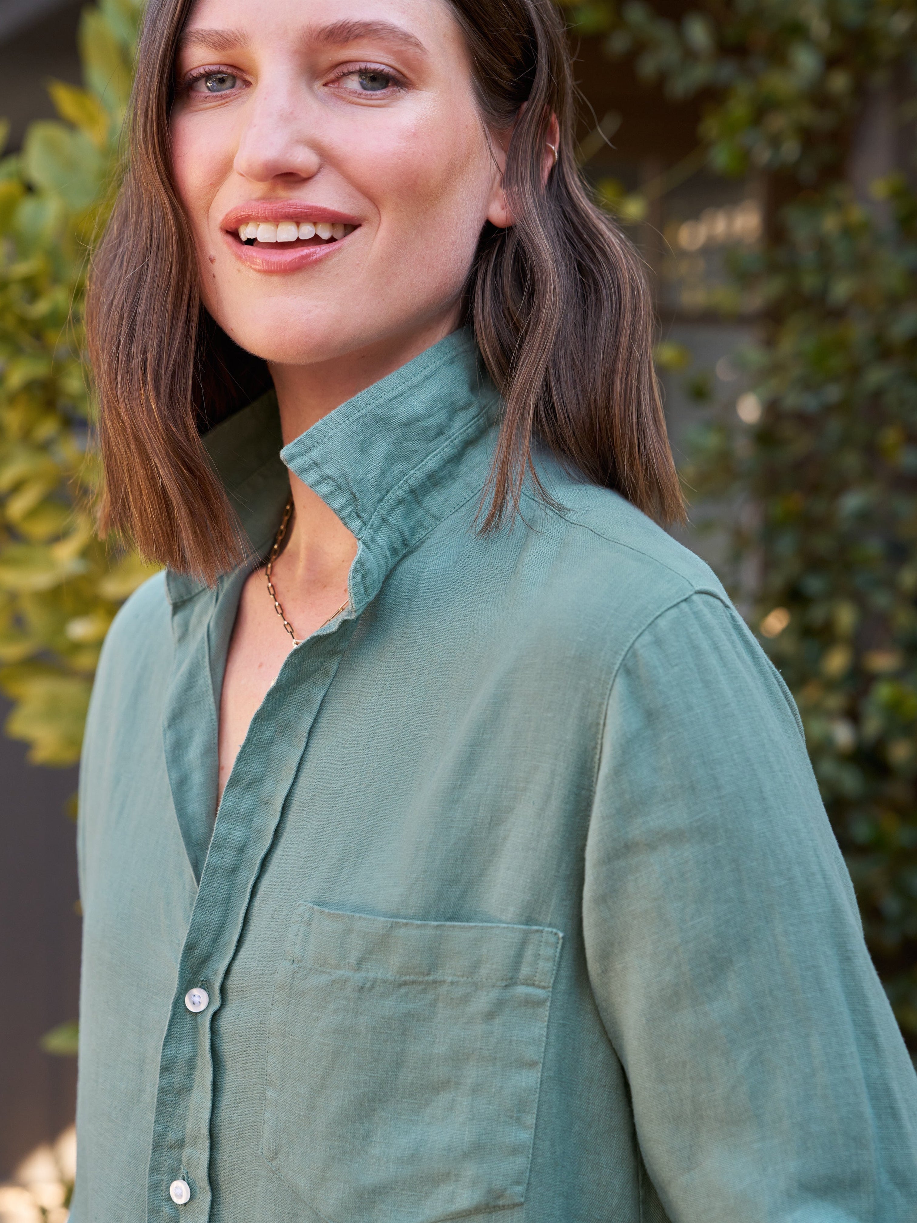 RORY SHIRT DRESS LINEN EUCALYPTUS