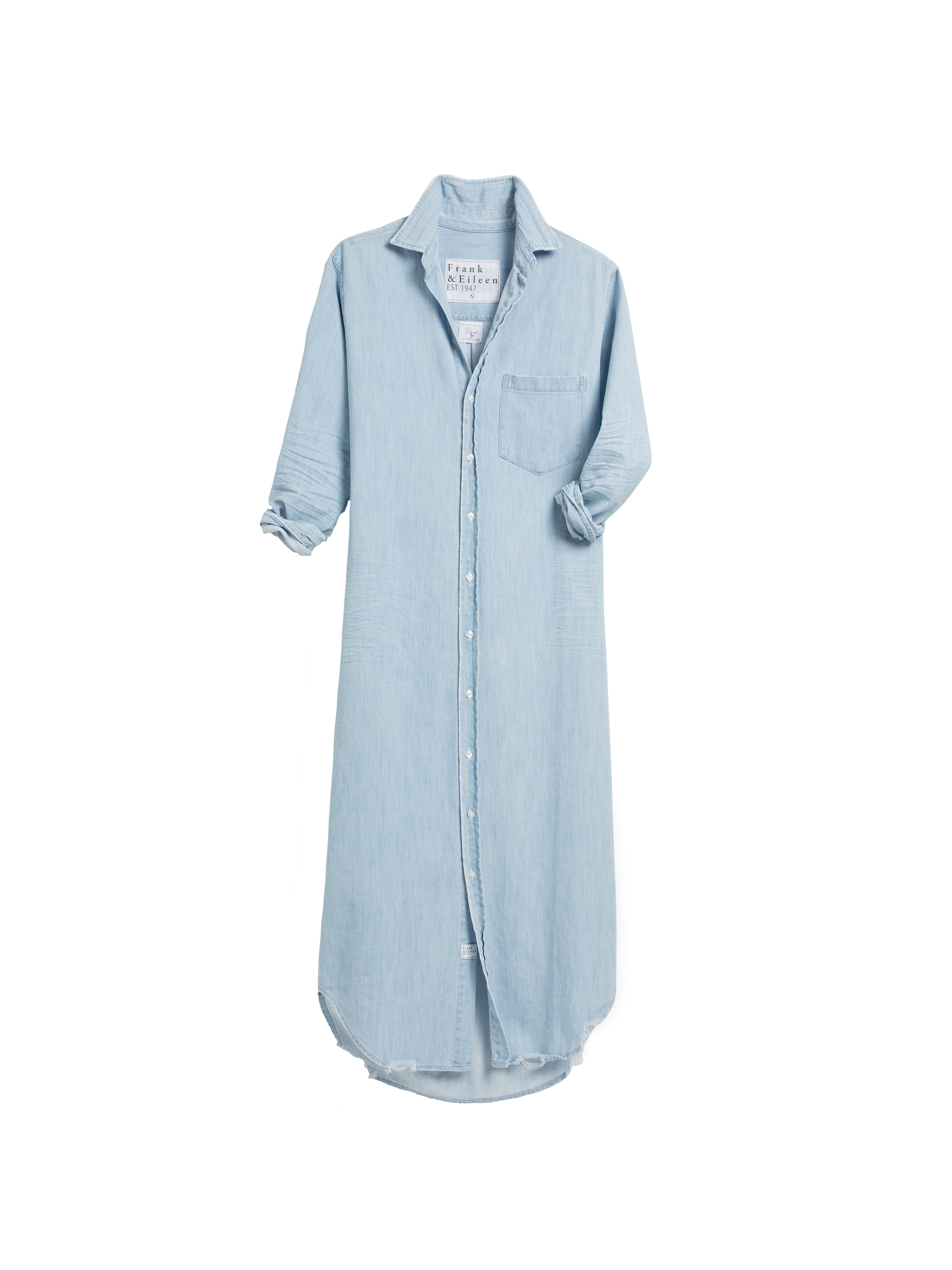 RORY SHIRT DRESS DENIM CLASSIC BLUE TATTERED WASH