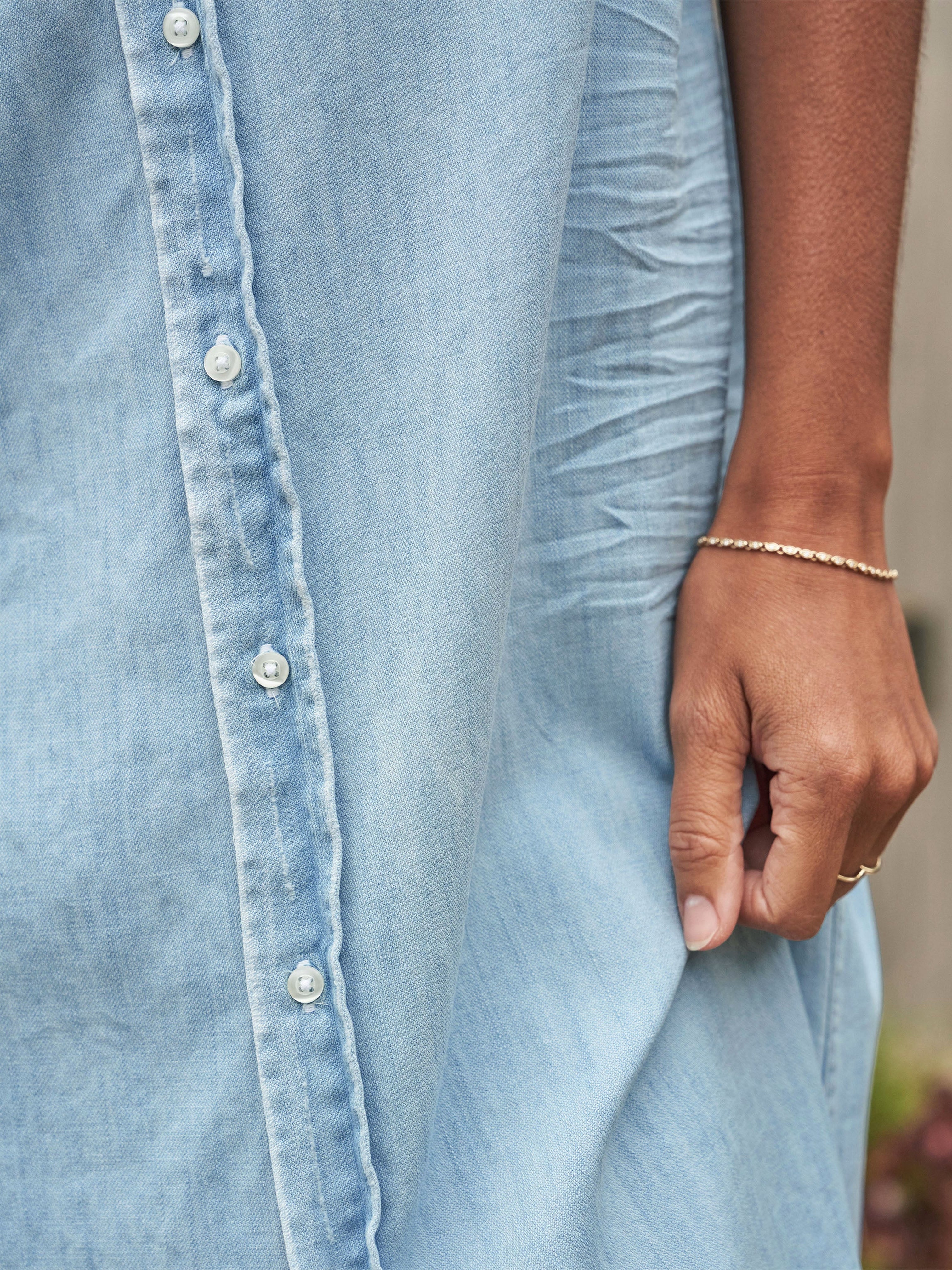 RORY SHIRT DRESS DENIM CLASSIC BLUE TATTERED WASH