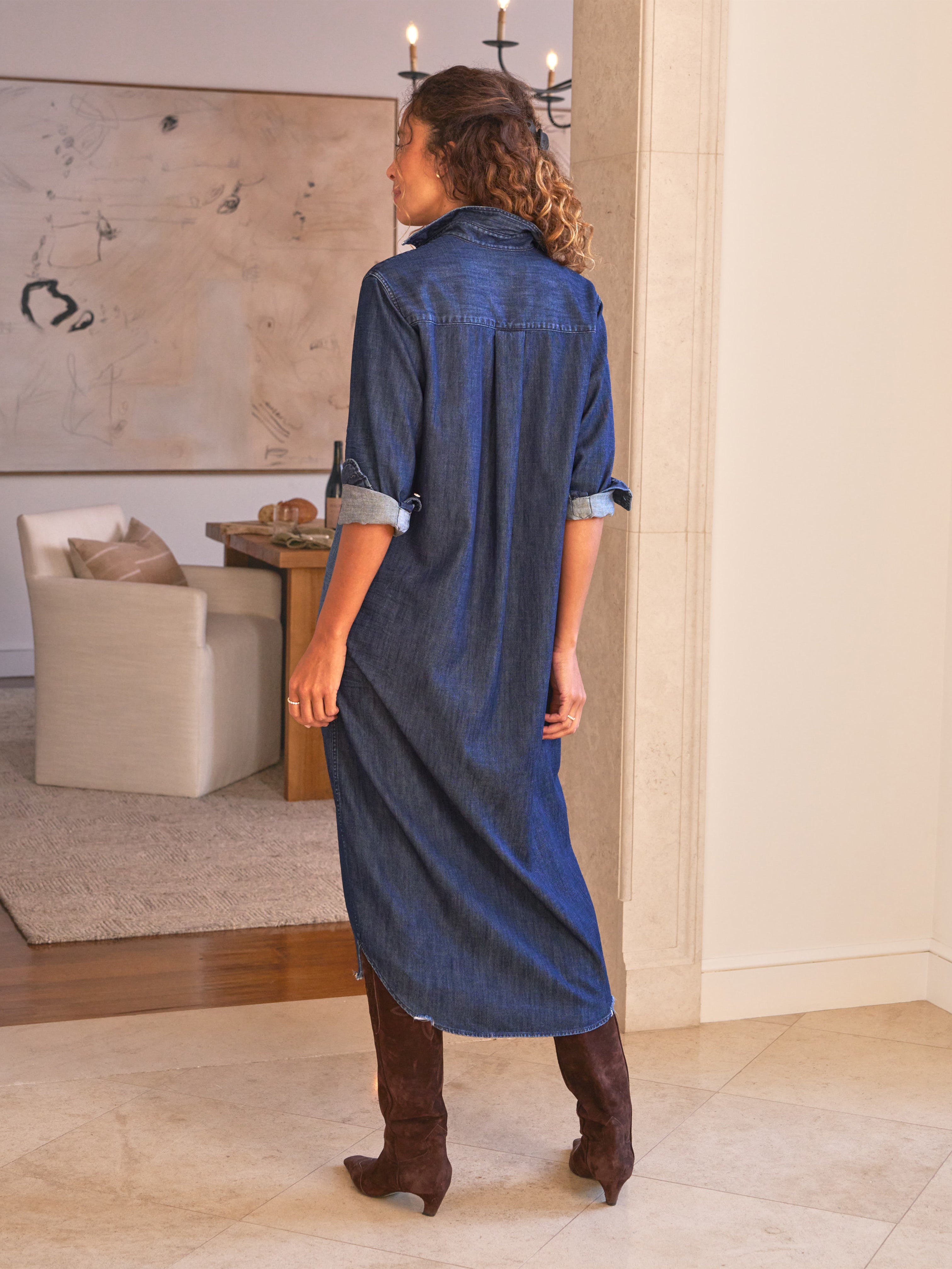 RORY SHIRT DRESS DENIM VINTAGE DARK WASH
