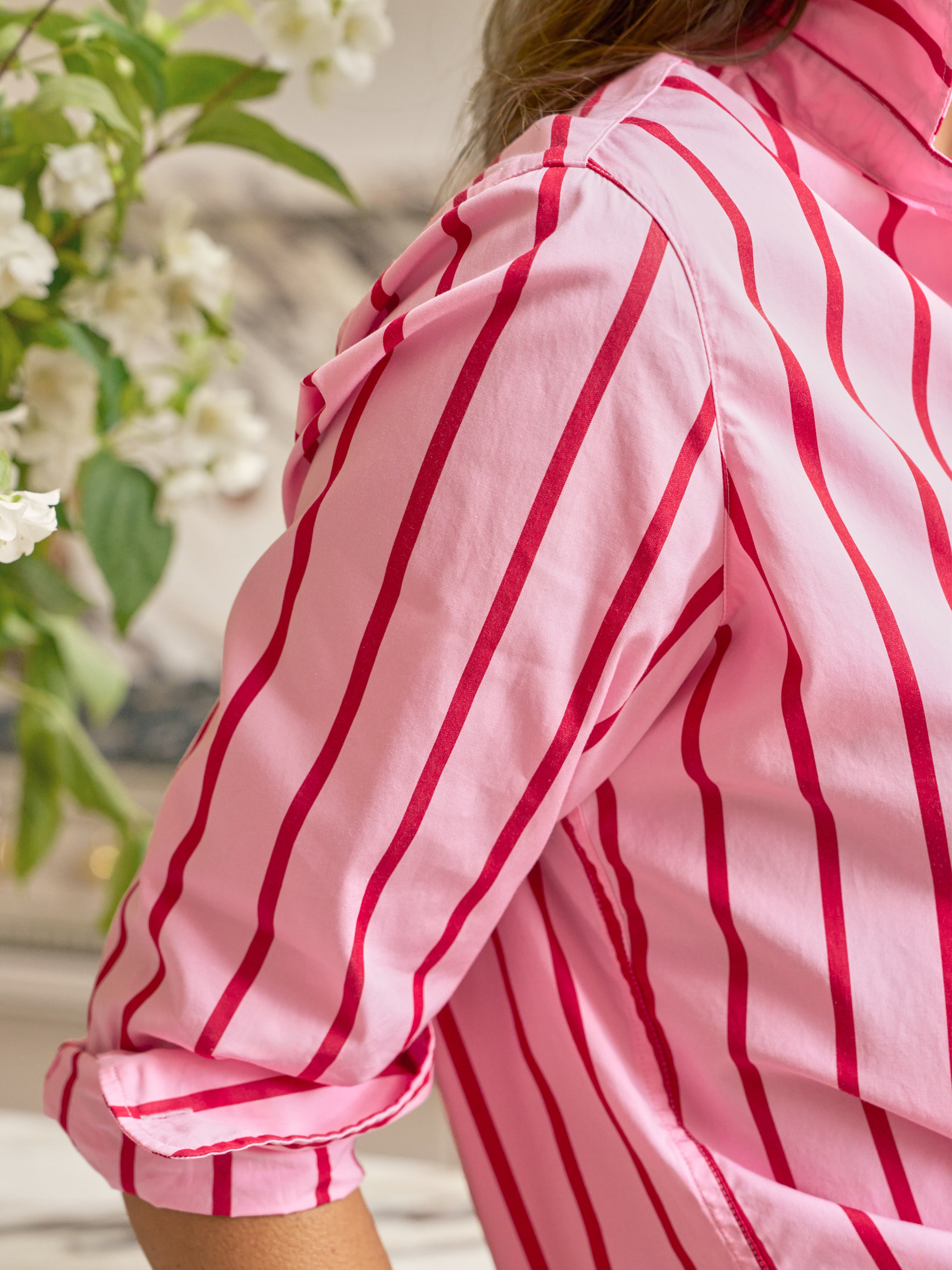 EILEEN SUPERLUXE SHIRT PINK & RED STRIPE