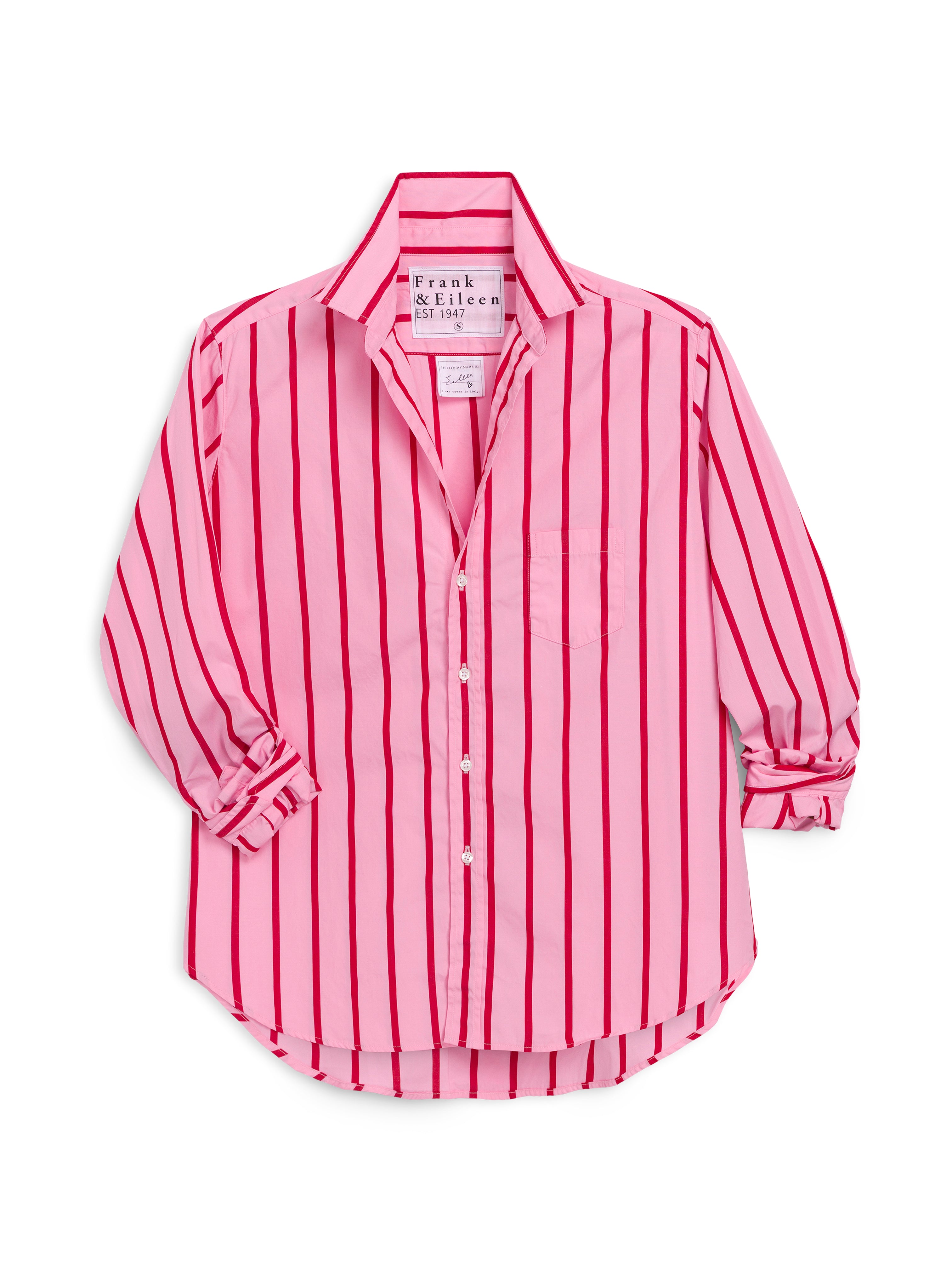 EILEEN SUPERLUXE SHIRT PINK & RED STRIPE