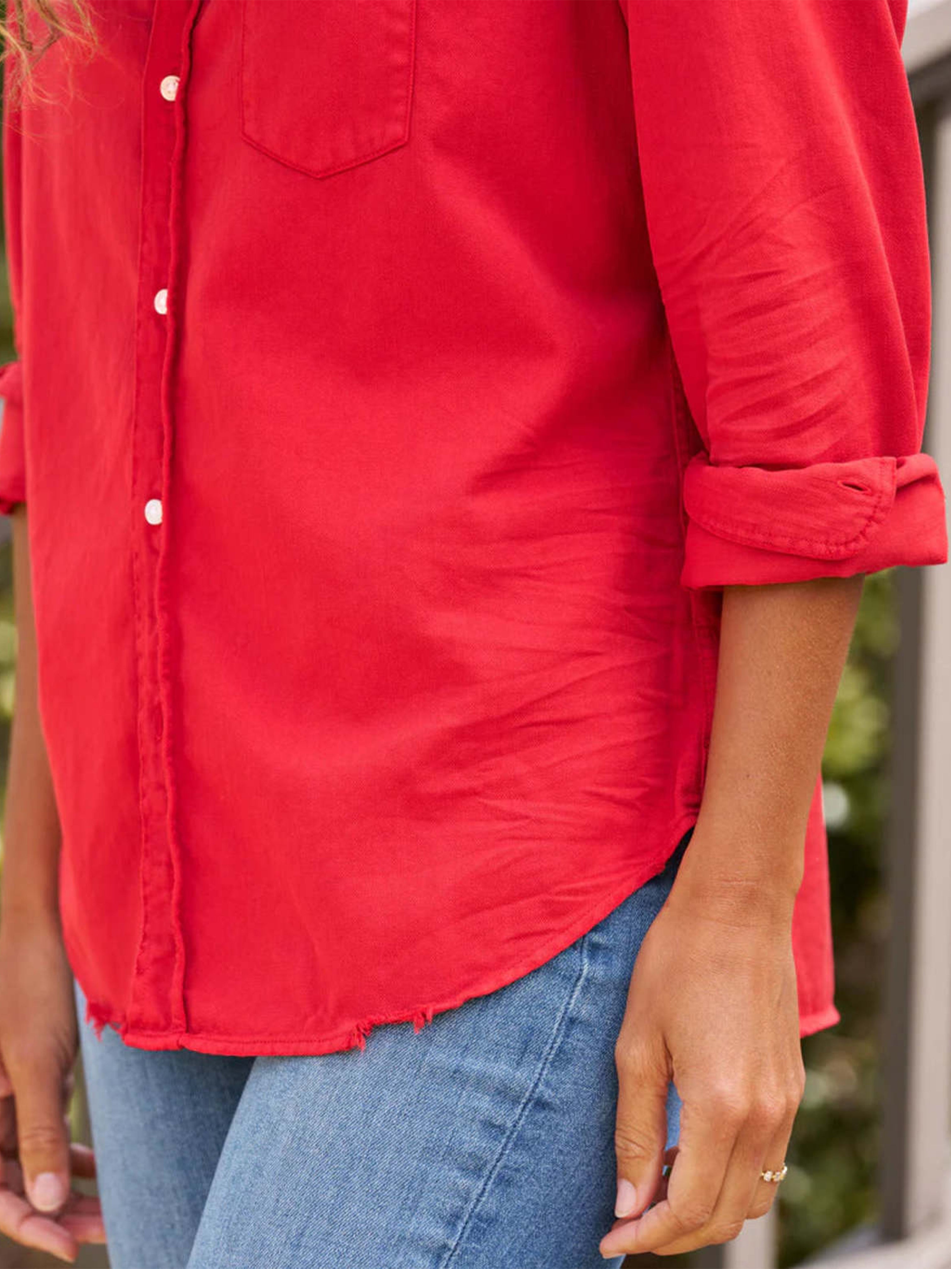 EILEEN SHIRT TATTERED DENIM SAFFRON