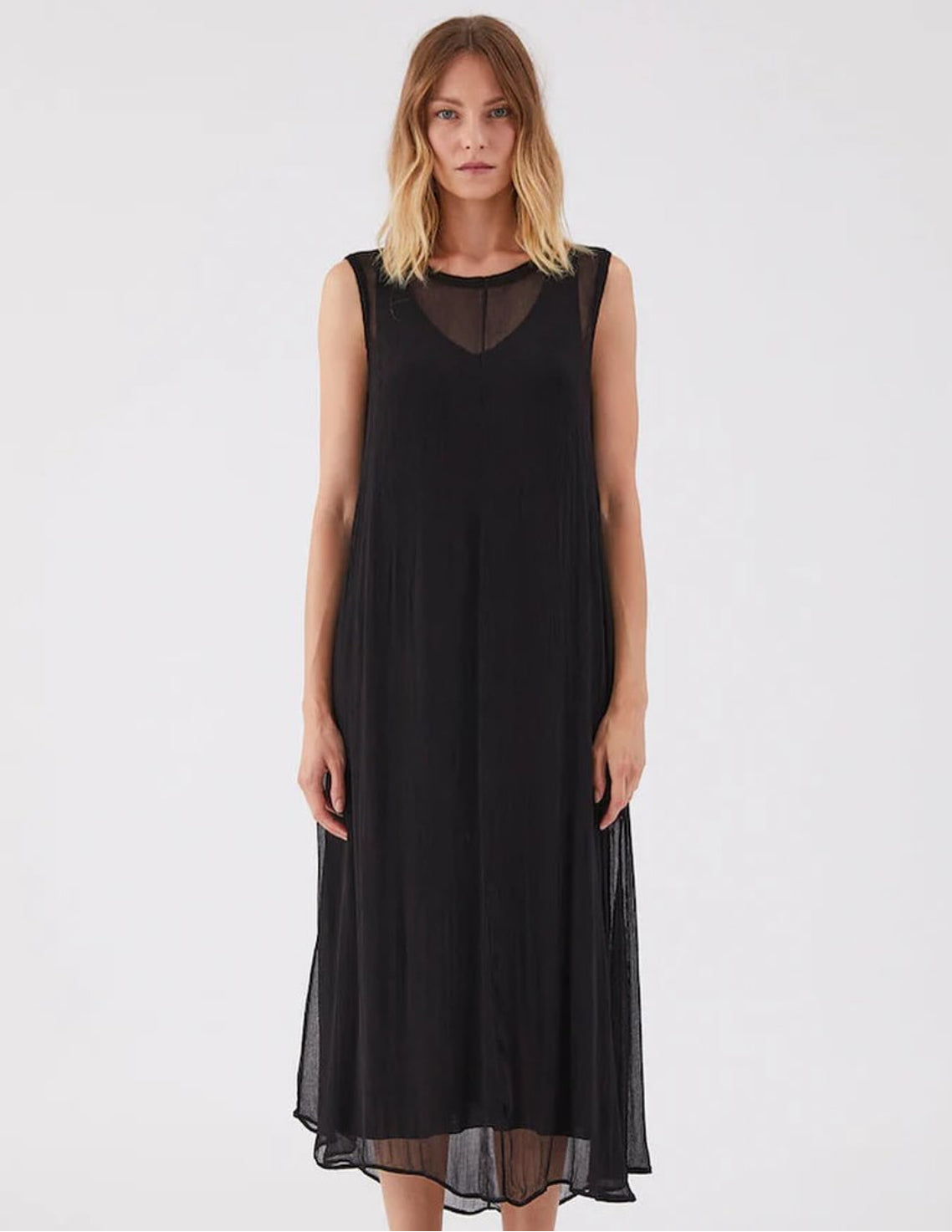 SILK SLIP DRESS BLACK