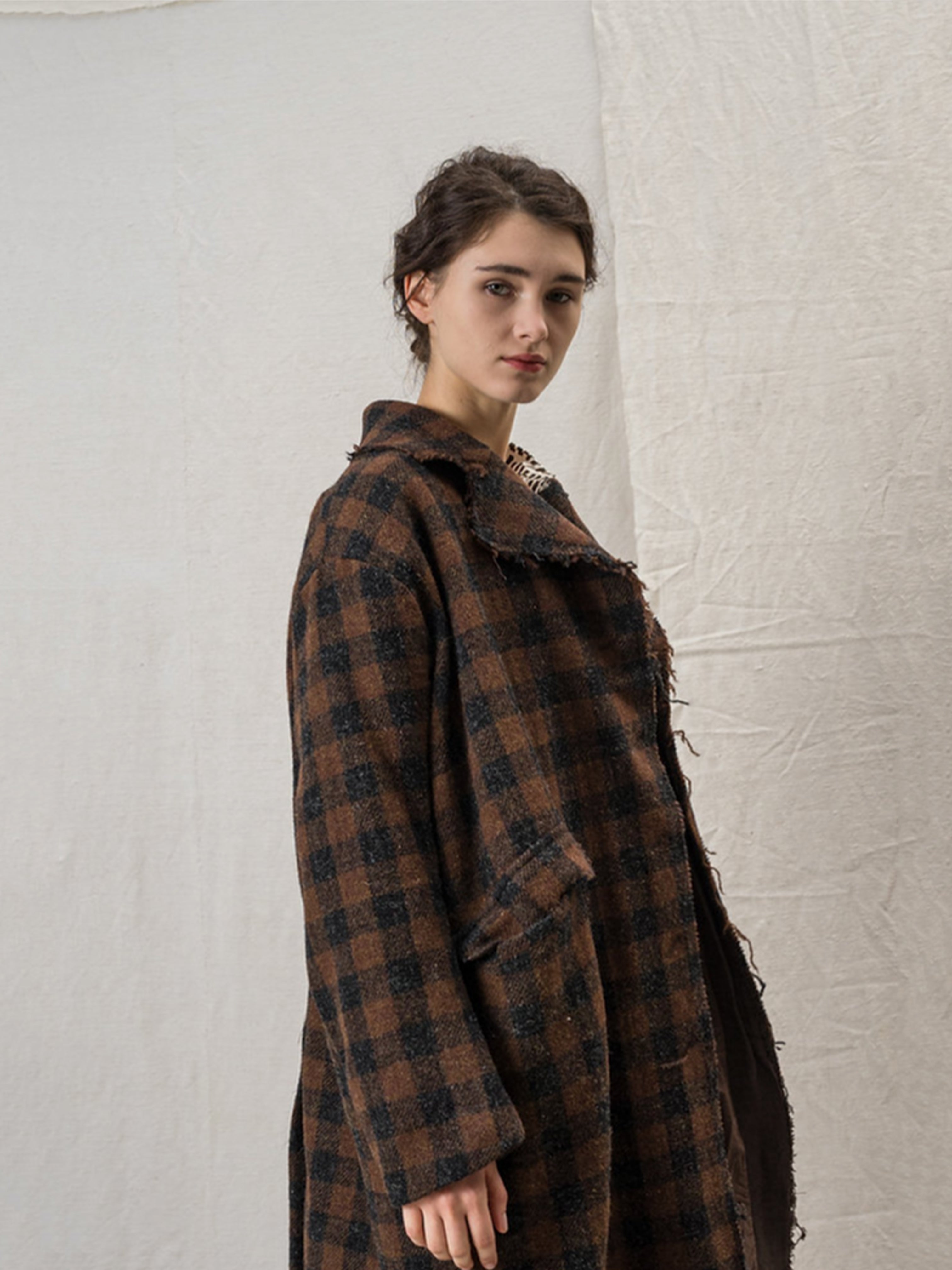 MILVIA WOOL COAT BROWN CHARCOAL CHECK