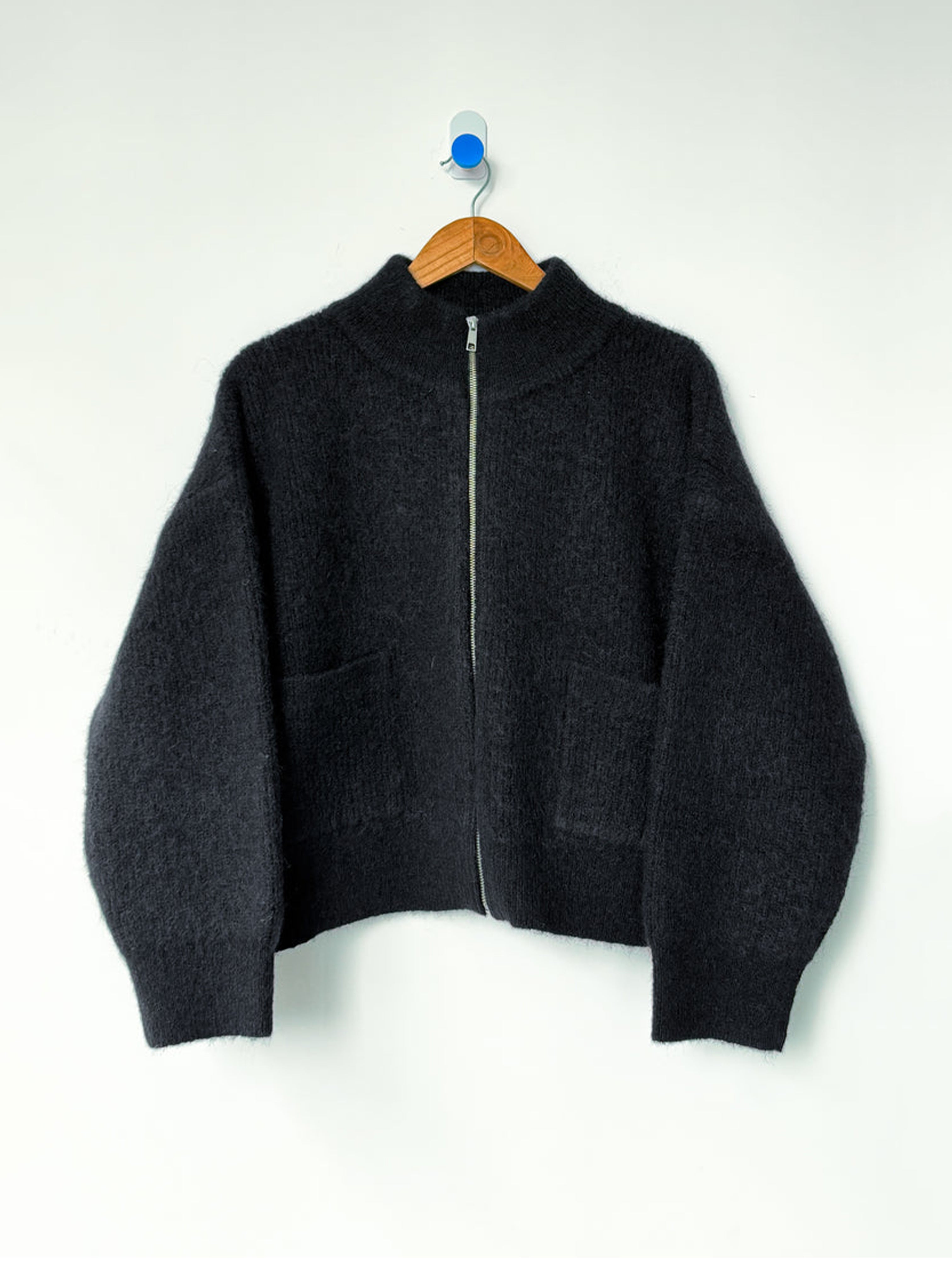 ALPACA ZIP FRONT JACKET BLACK