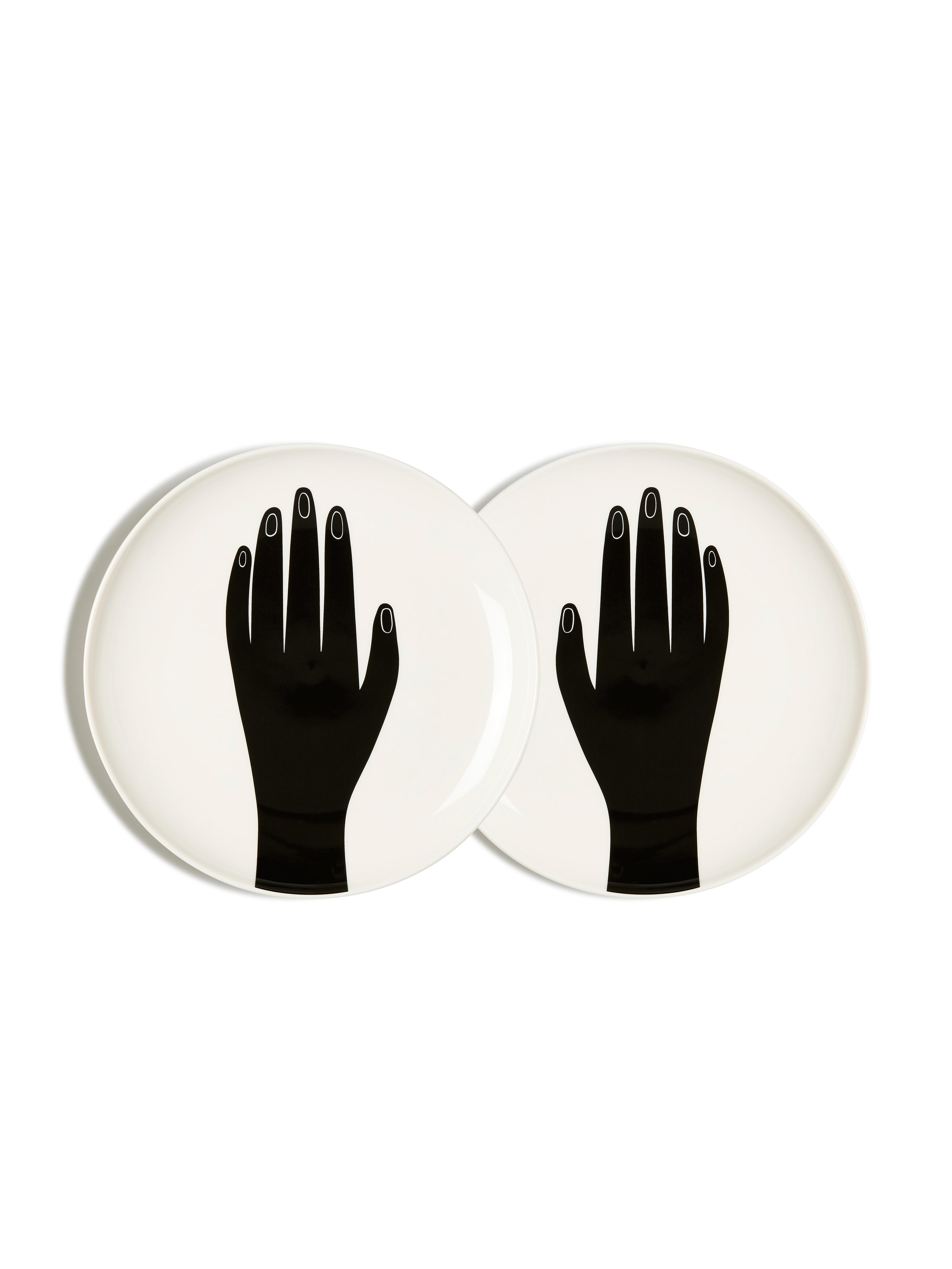 LES MAINS DINNER PLATES WHITE/BLACK (SET OF 2)