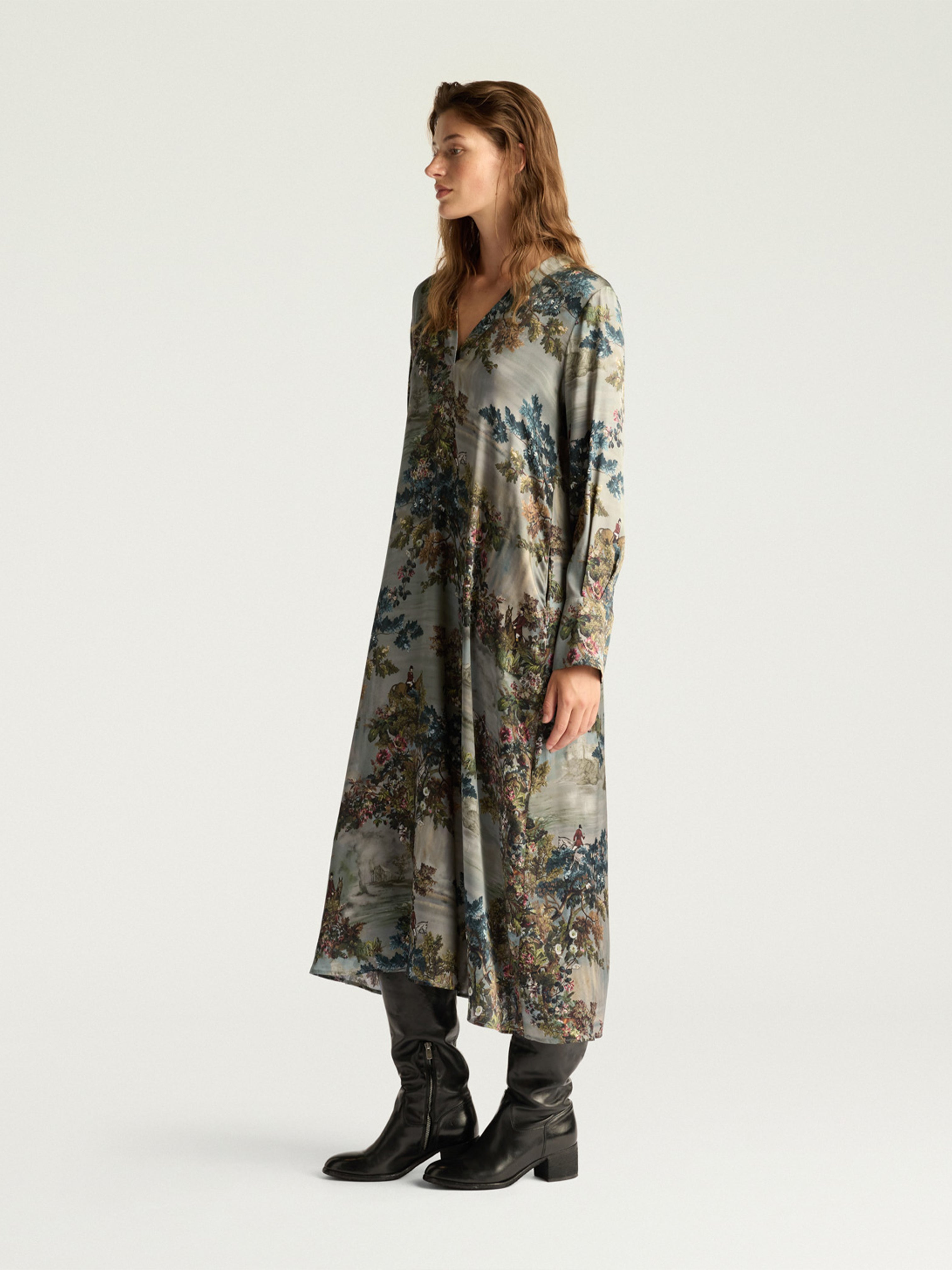 AMARA PRINTED SILK SATIN DRESS MULTICOLOUR