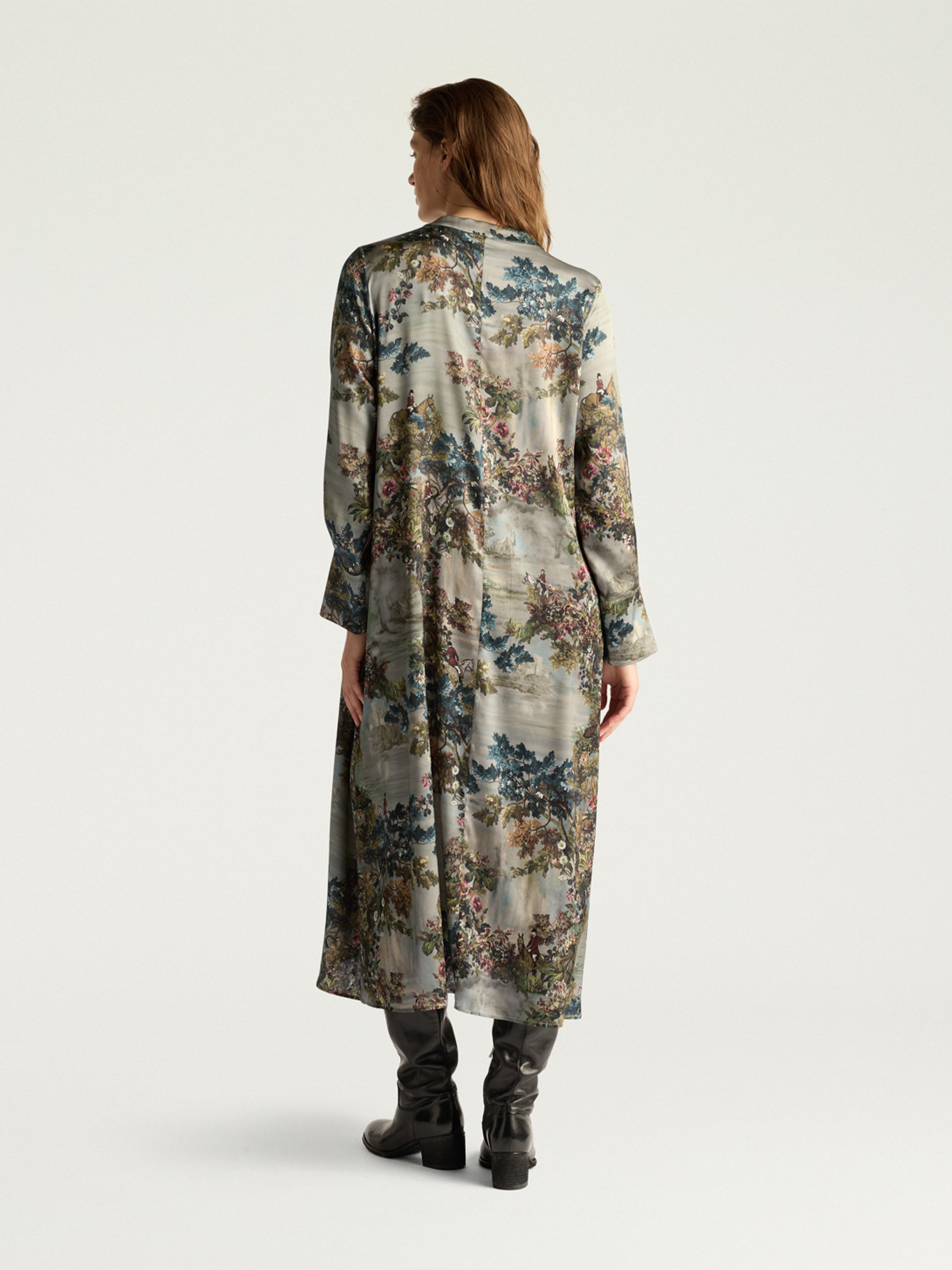 AMARA PRINTED SILK SATIN DRESS MULTICOLOUR