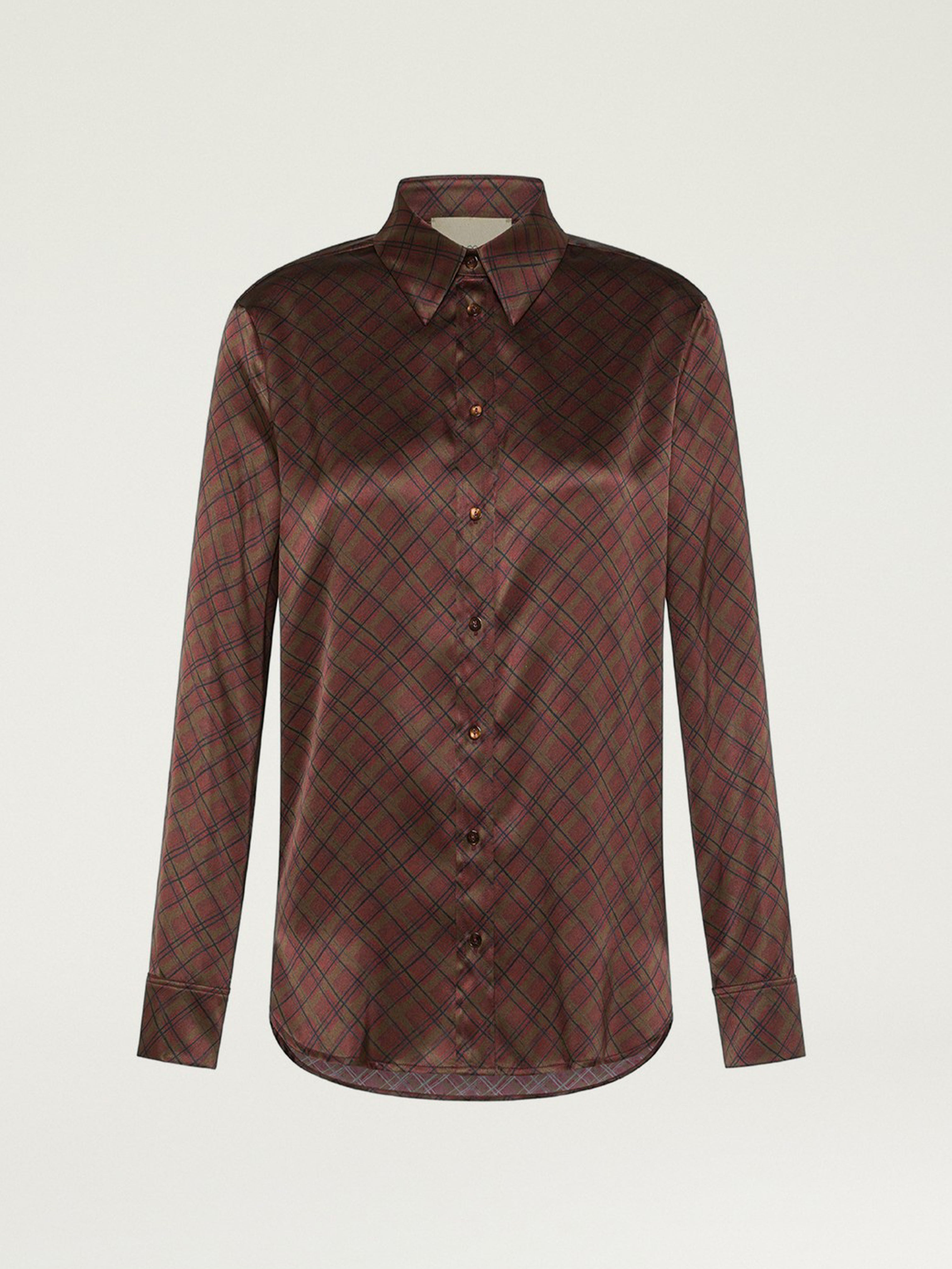 CORA STRETCH SATIN SHIRT TOBACCO MULTICOLOUR