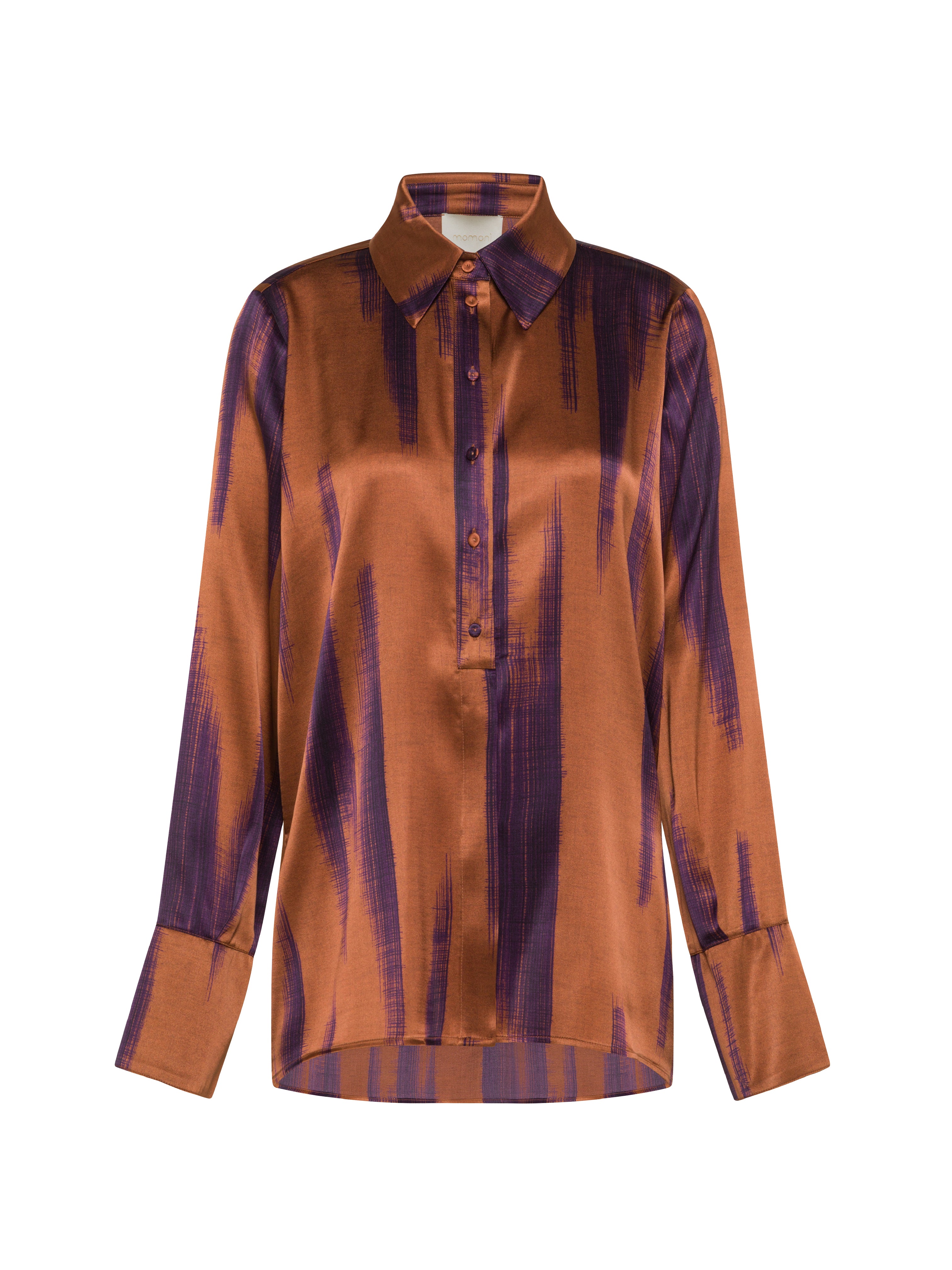 HAKINARI STRETCH SATIN SHIRT RUST/INK