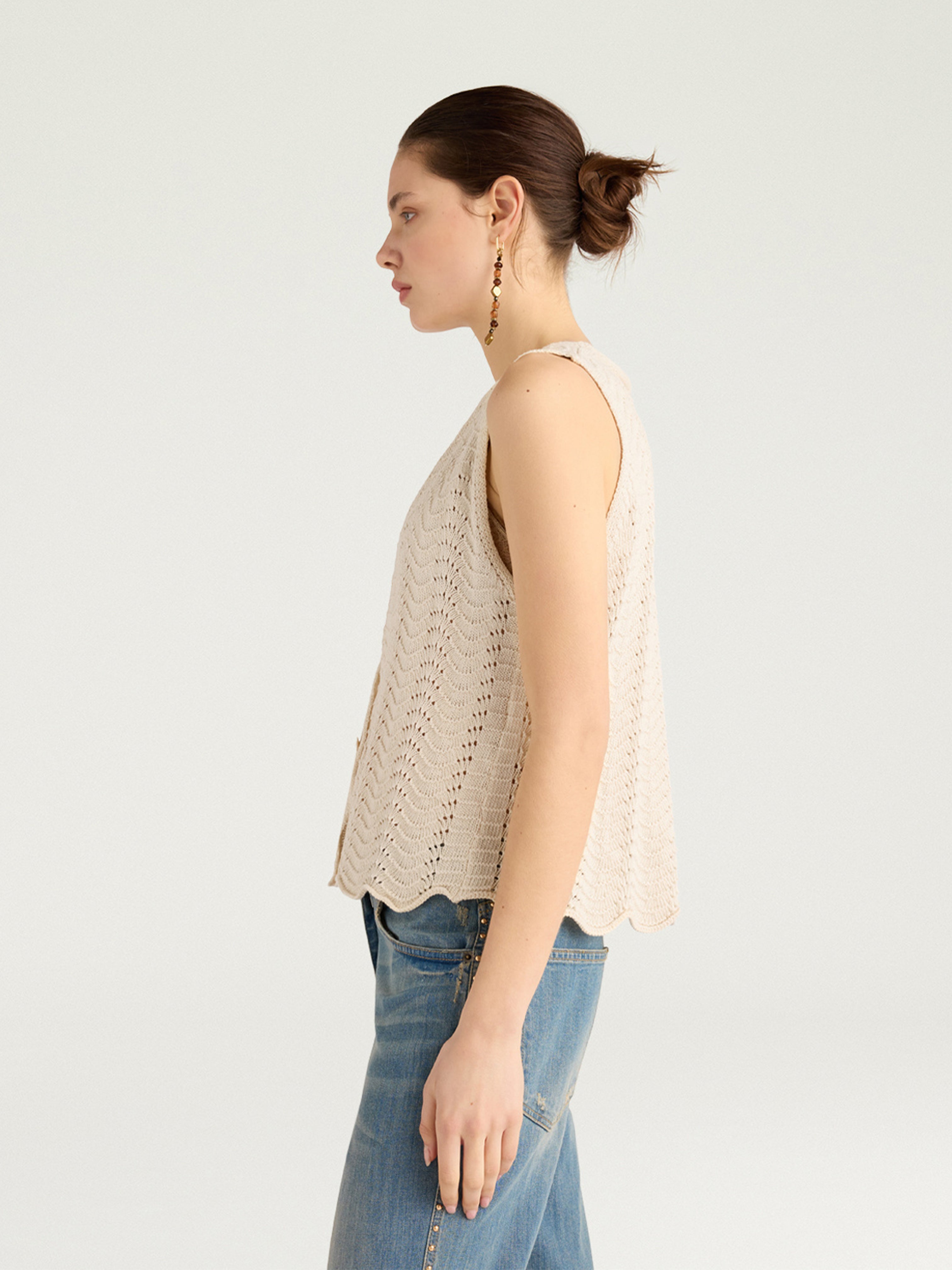 LEON KNIT GILET CREAM