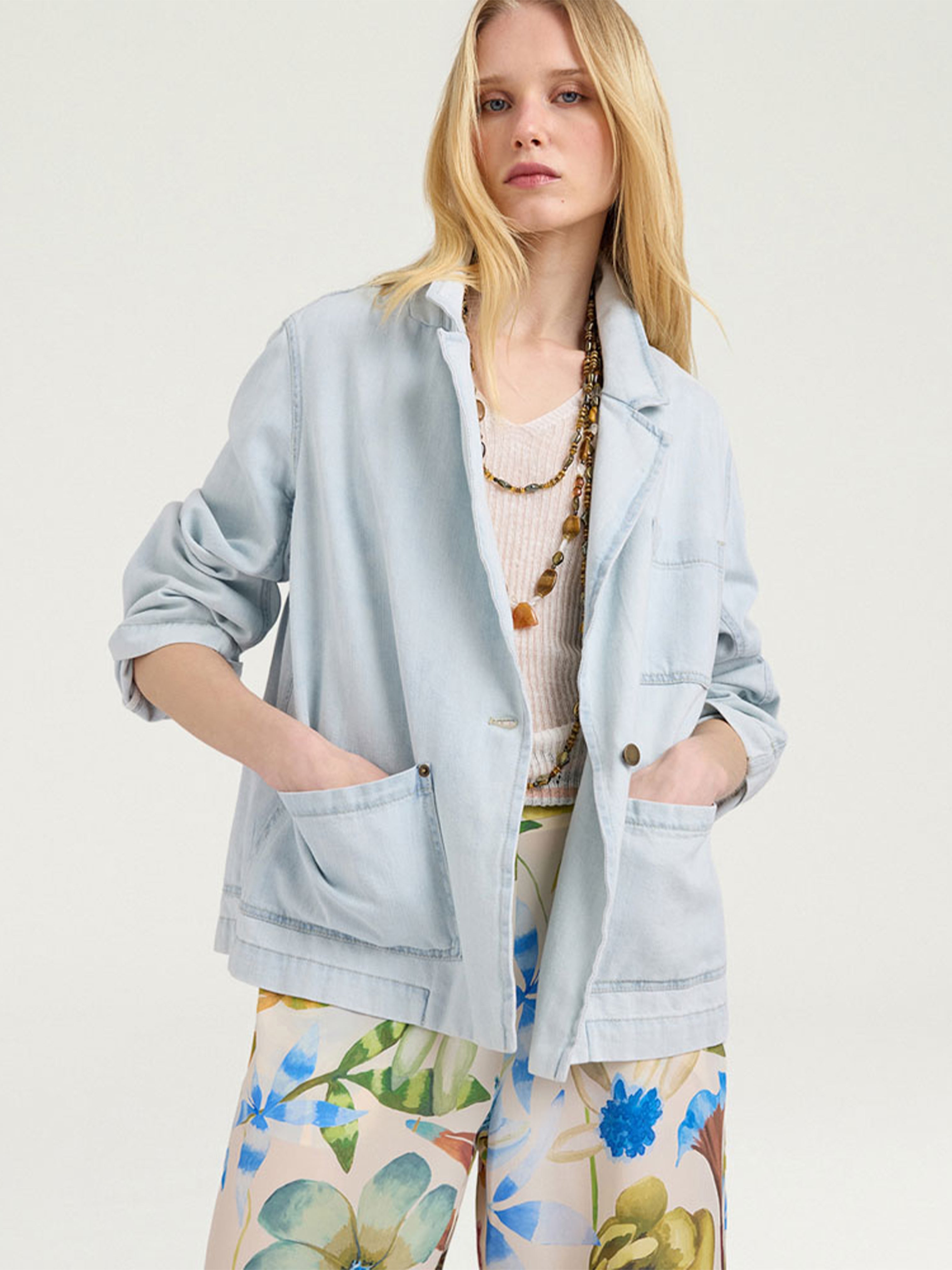 NAYA BLEACHED DENIM JACKET SKY BLUE