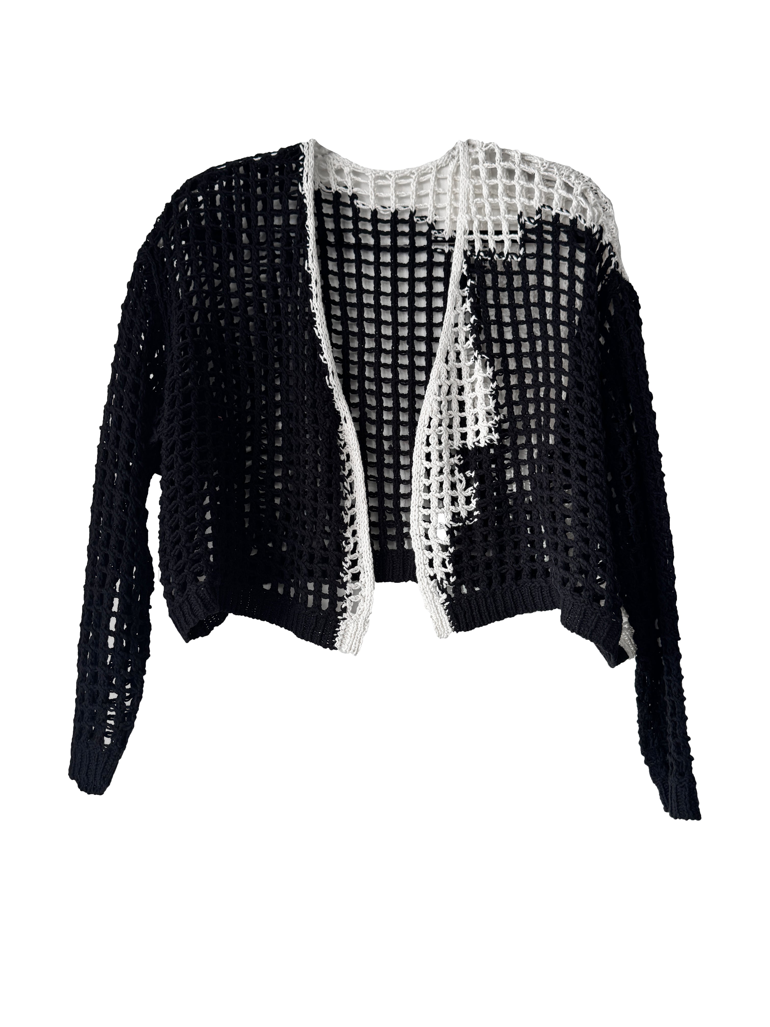CROCHET KNIT CARDIGAN BLACK