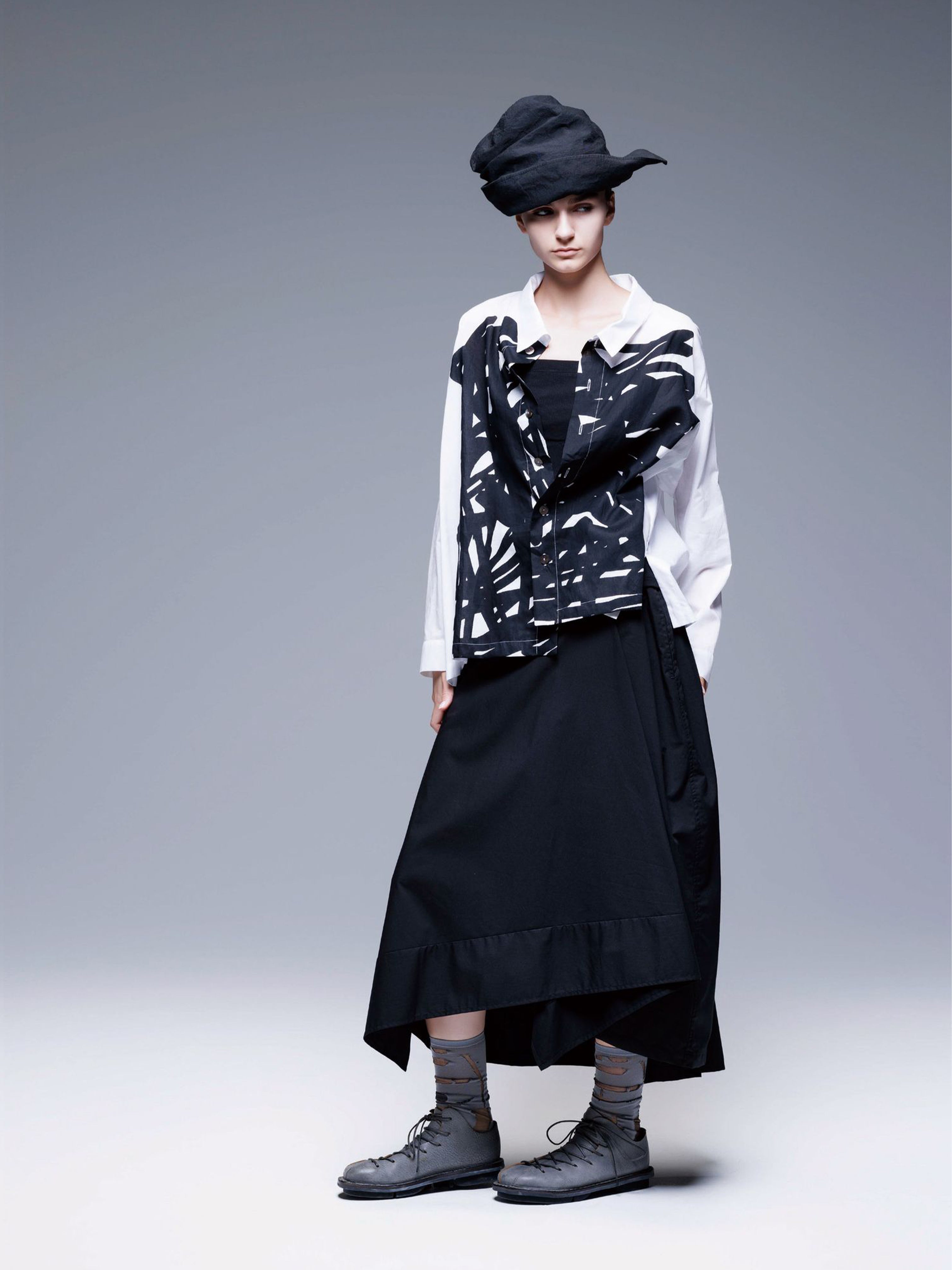 SHIRT SQUIGGLE PRINT WHITE/BLACK