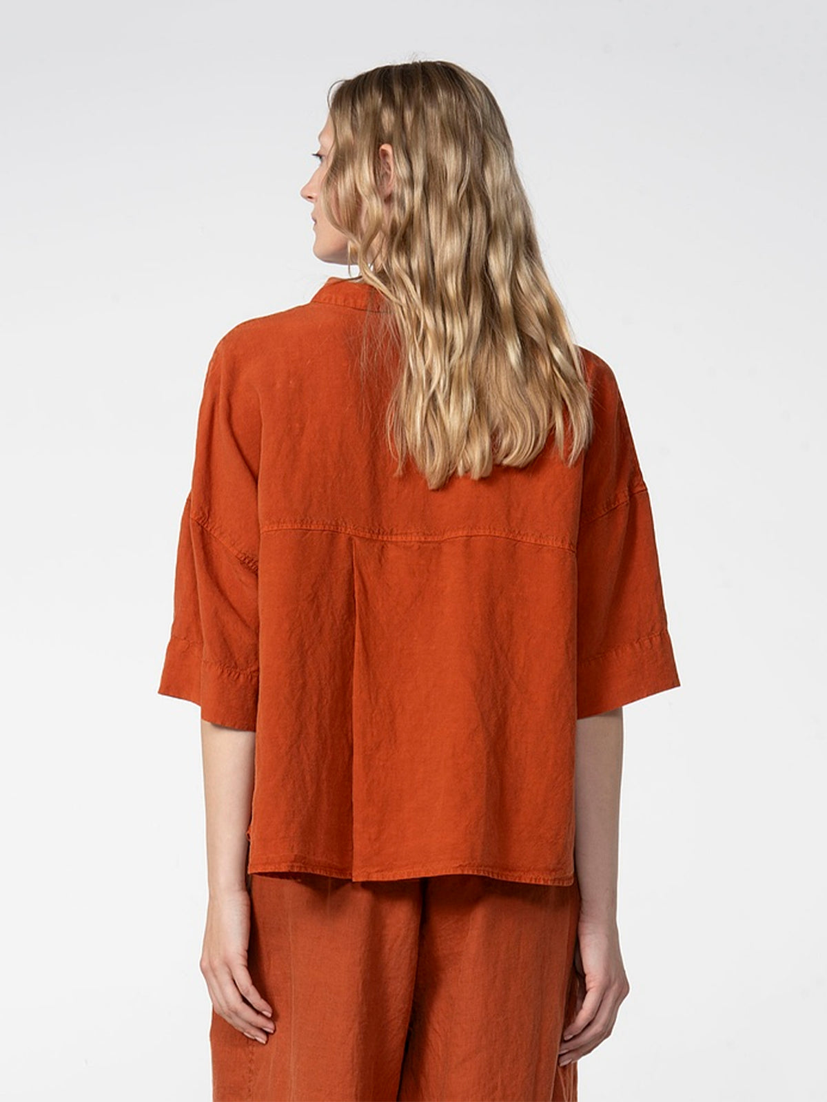 LINEN TENCEL SHIRT 611 RUST