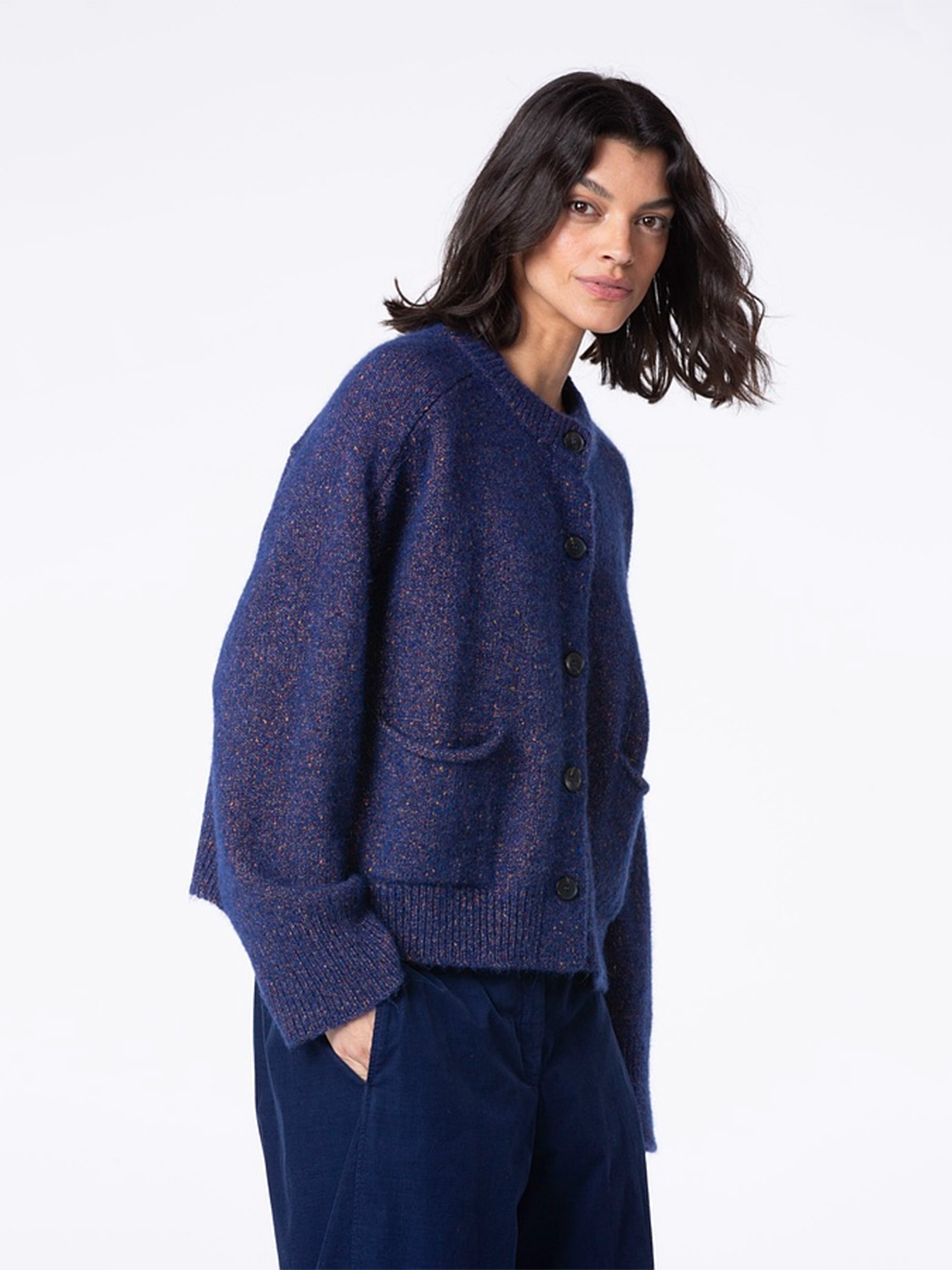FLECK KNIT CARDIGAN CLEMATIS