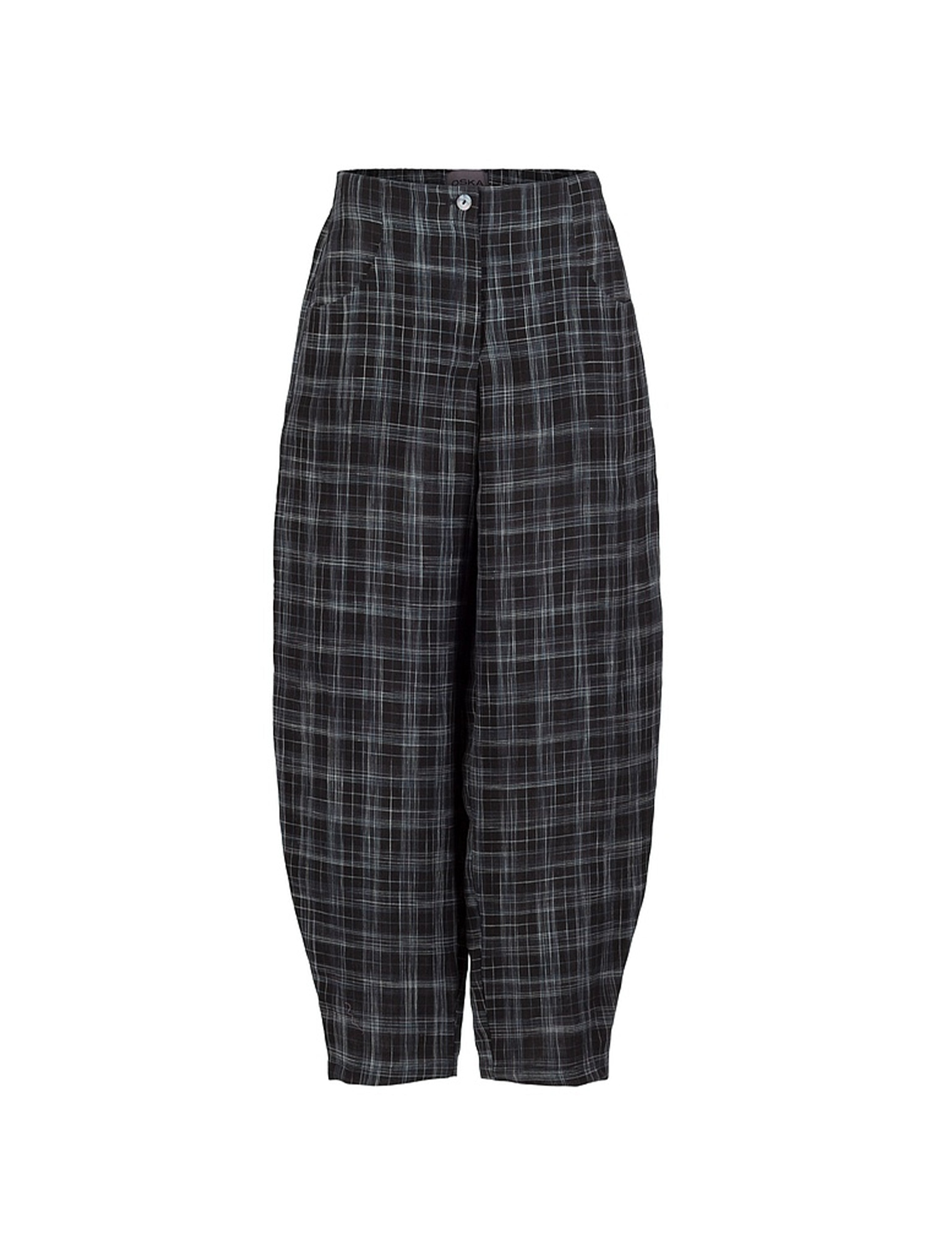 LINEN PANT BLACK CHECK