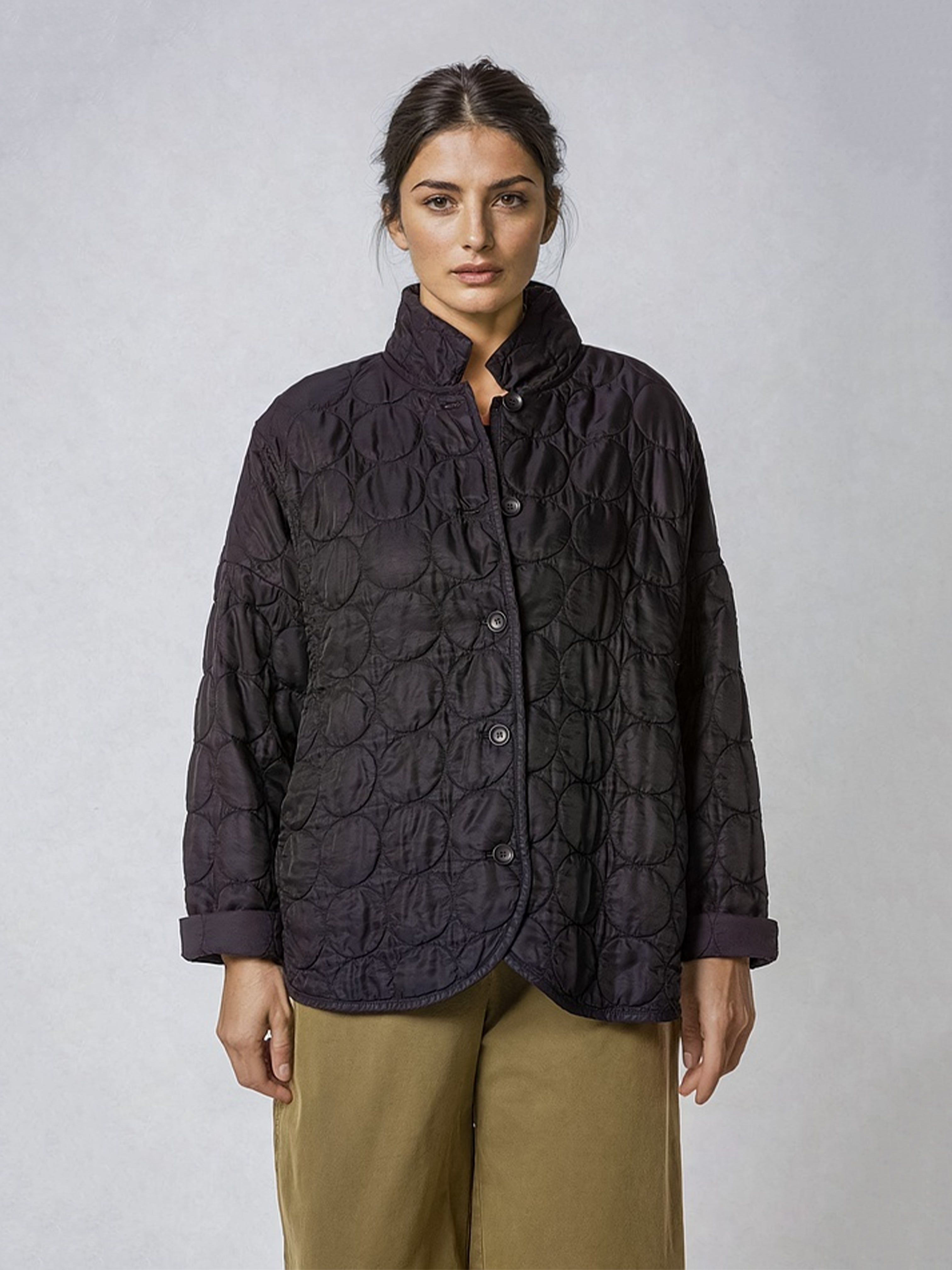 QUILTED DOTS JACKET BLACK