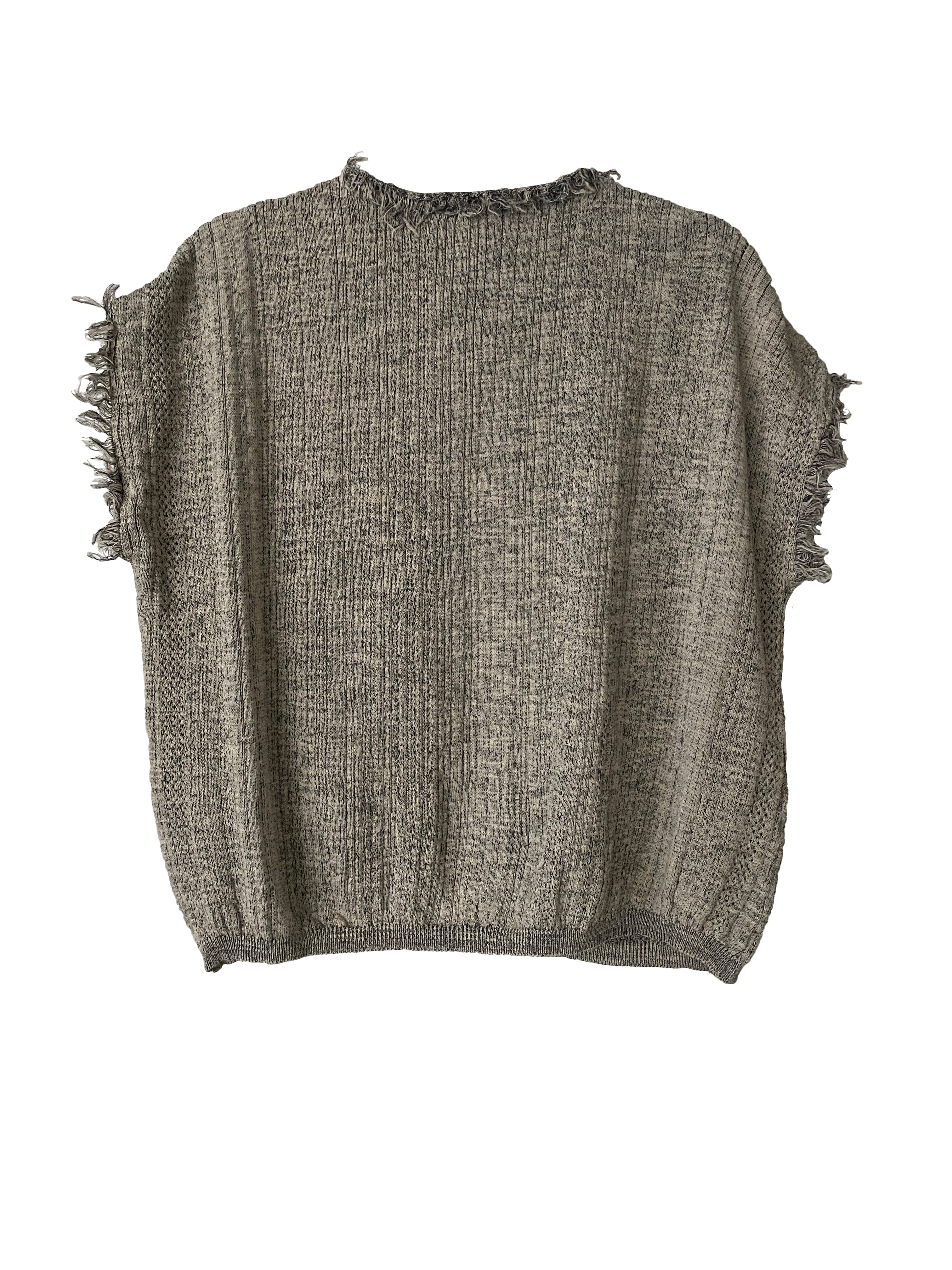 SLEEVELESS FRAY EDGE KNIT SAND