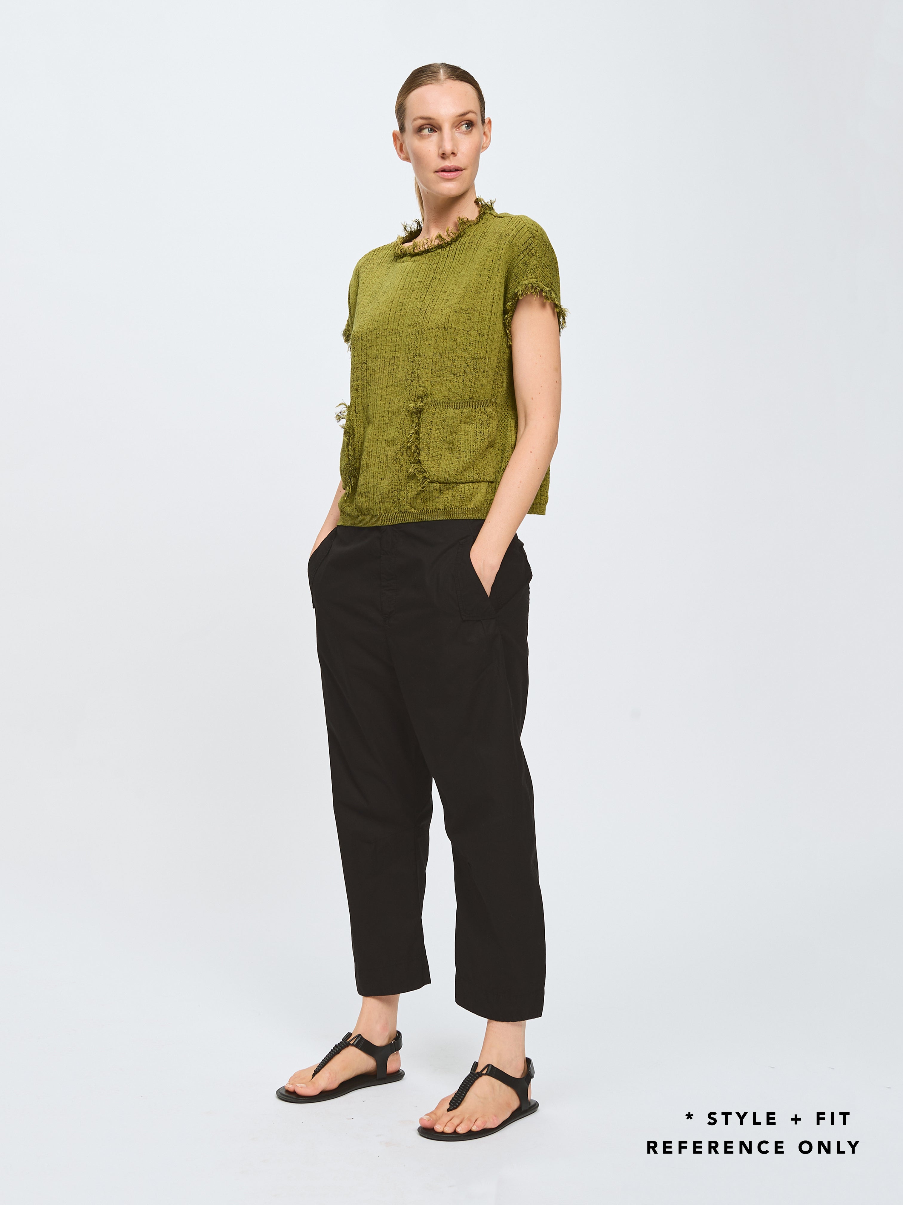 SLEEVELESS FRAY EDGE KNIT SAND