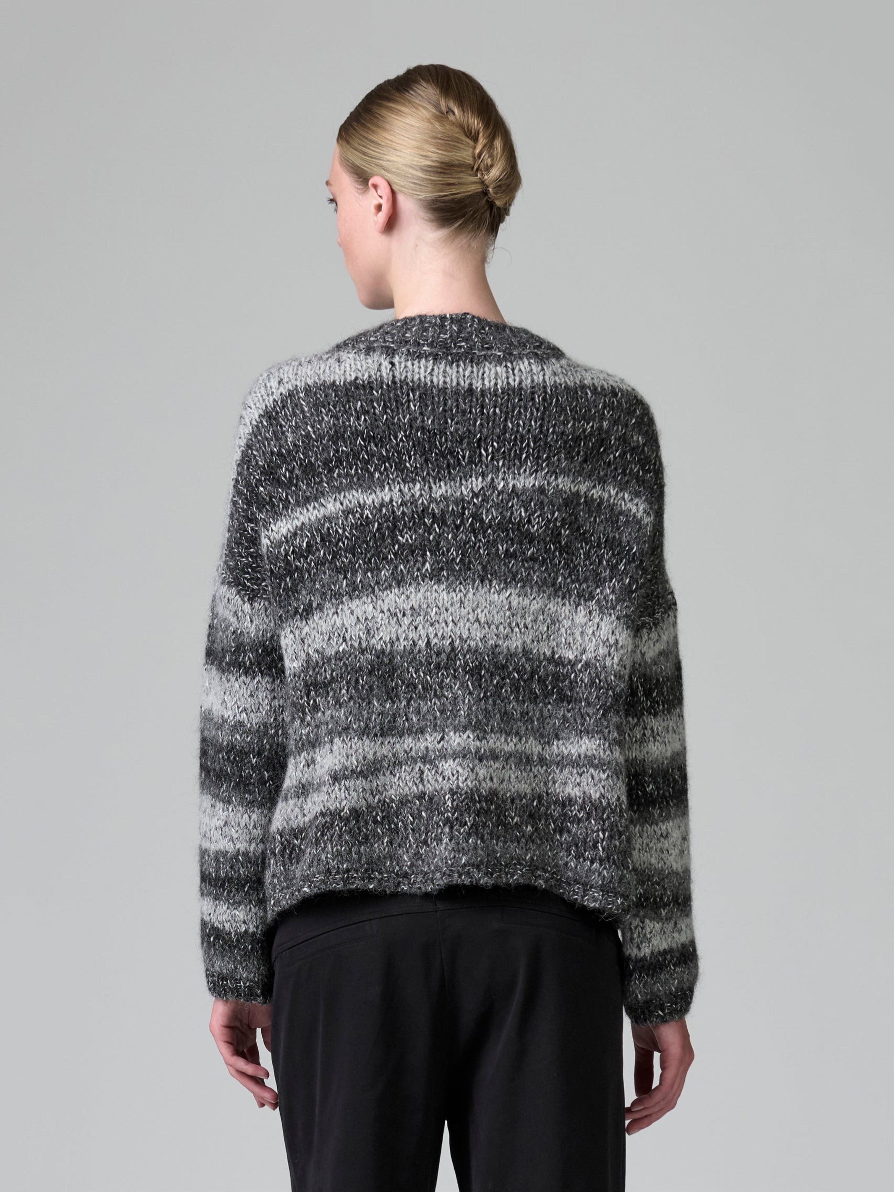 STRIPE MELANGE CARDIGAN ANTHRACITE