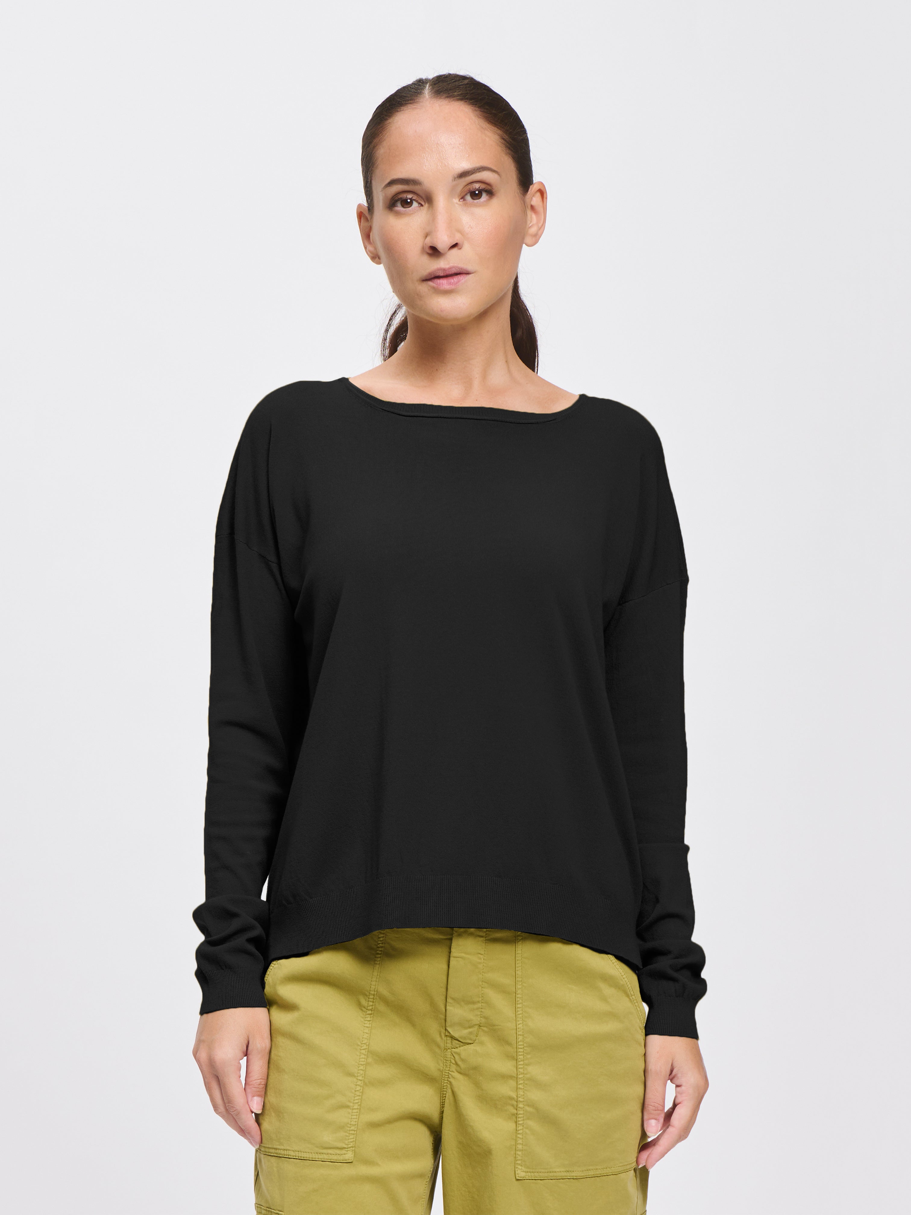 LONG SLEEVE CREW KNIT BLACK