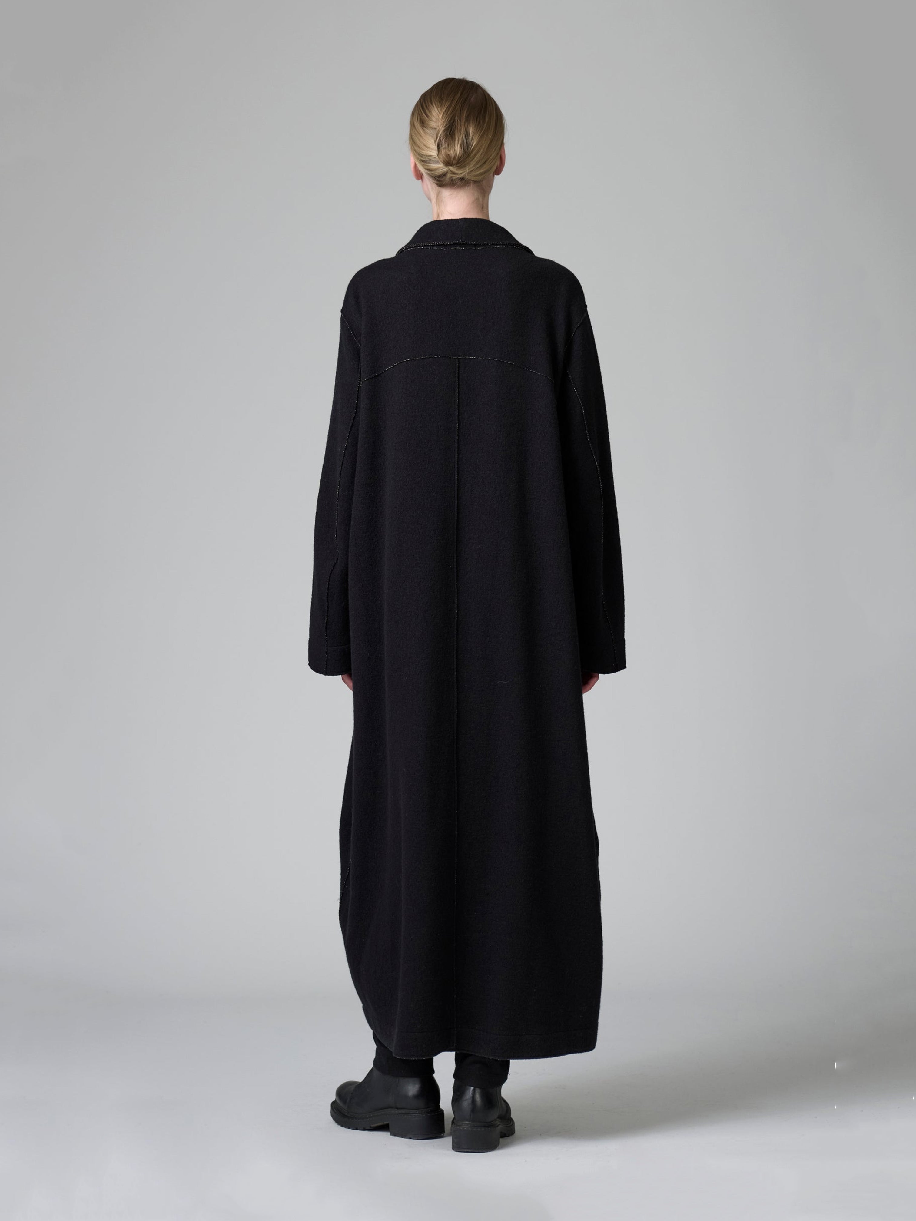 DOUBLE BREASTED CHEVRON COAT BLACK