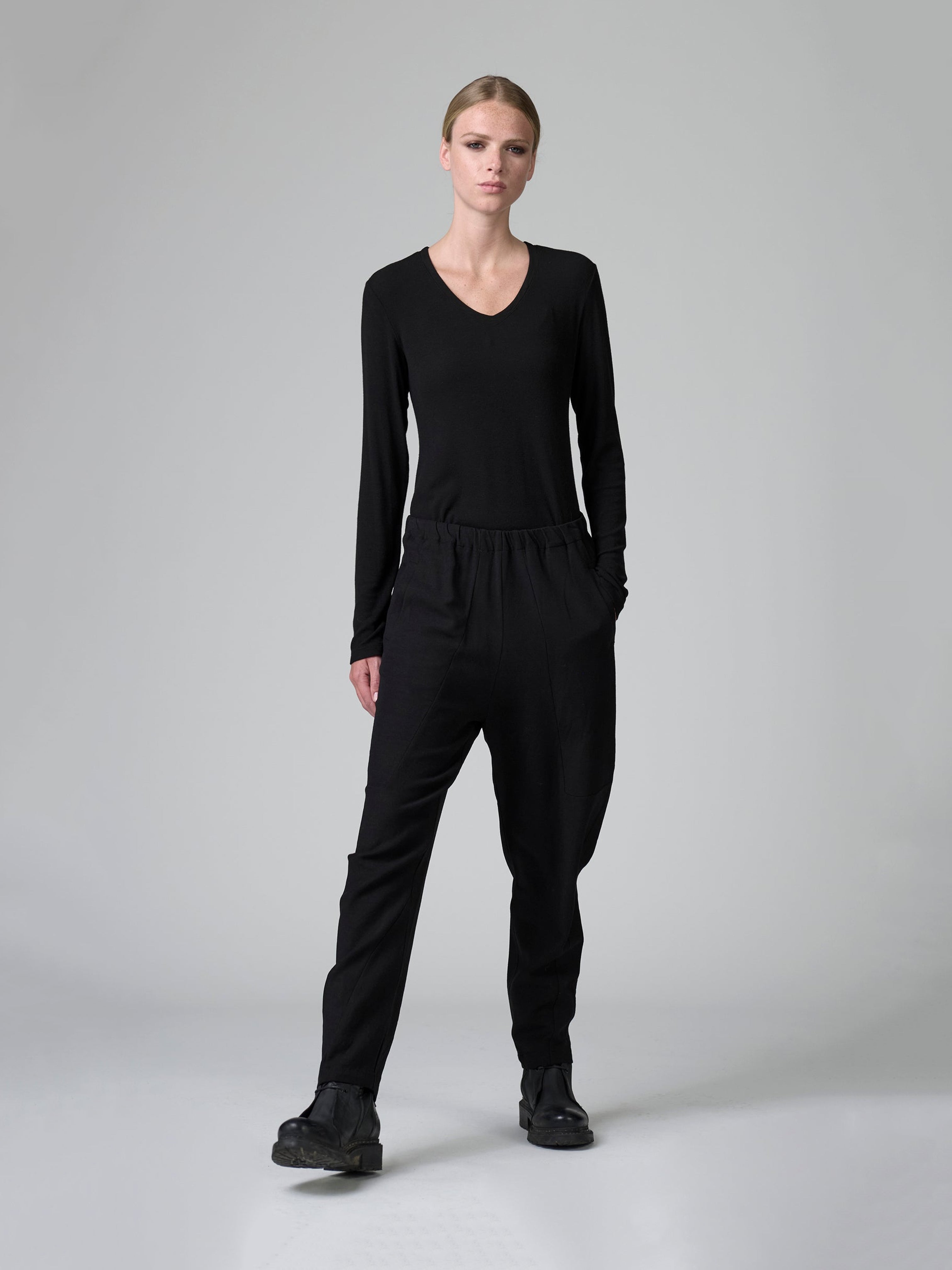 STRETCH WOOL BLEND PANT BLACK