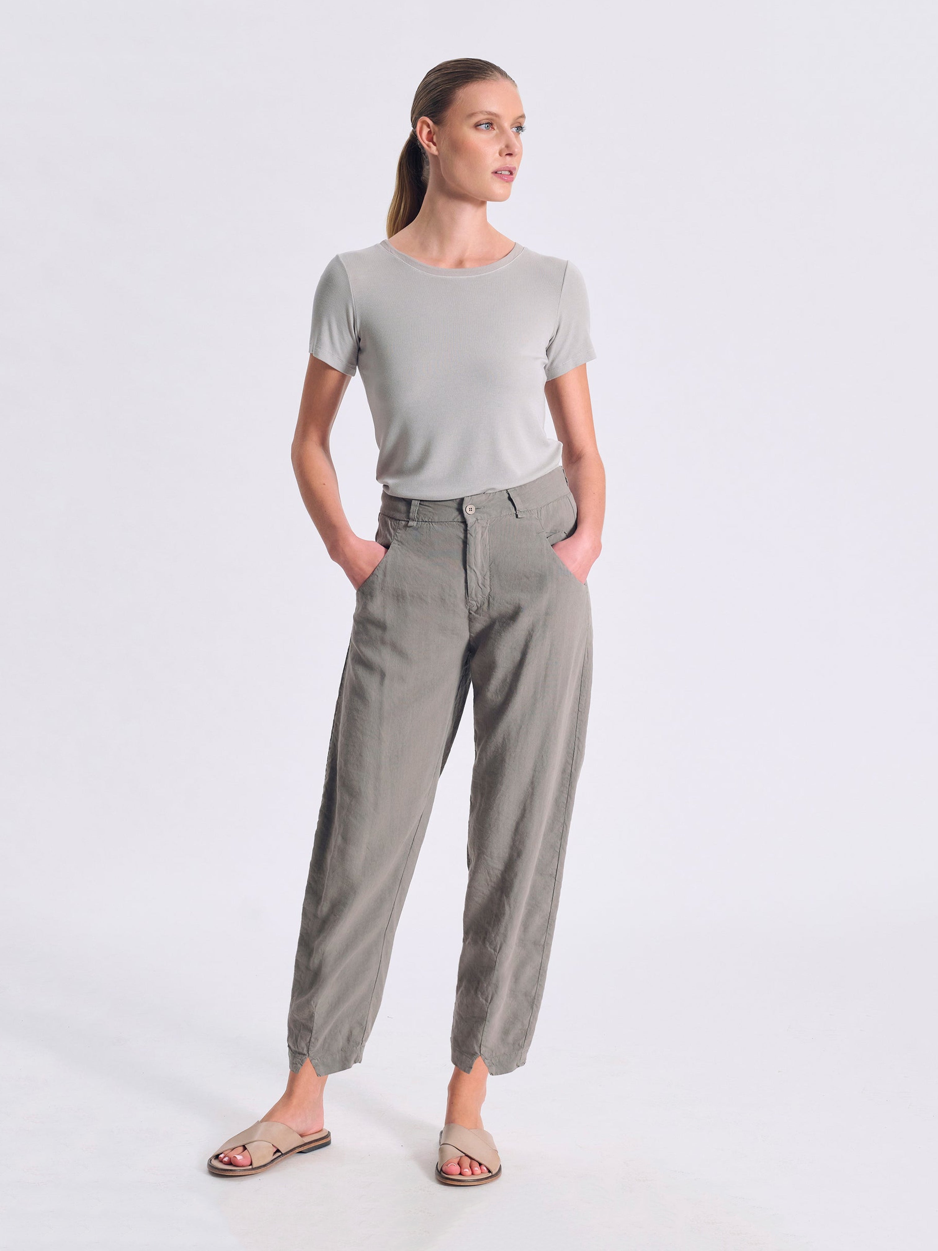 LINEN BLEND PANT GREY