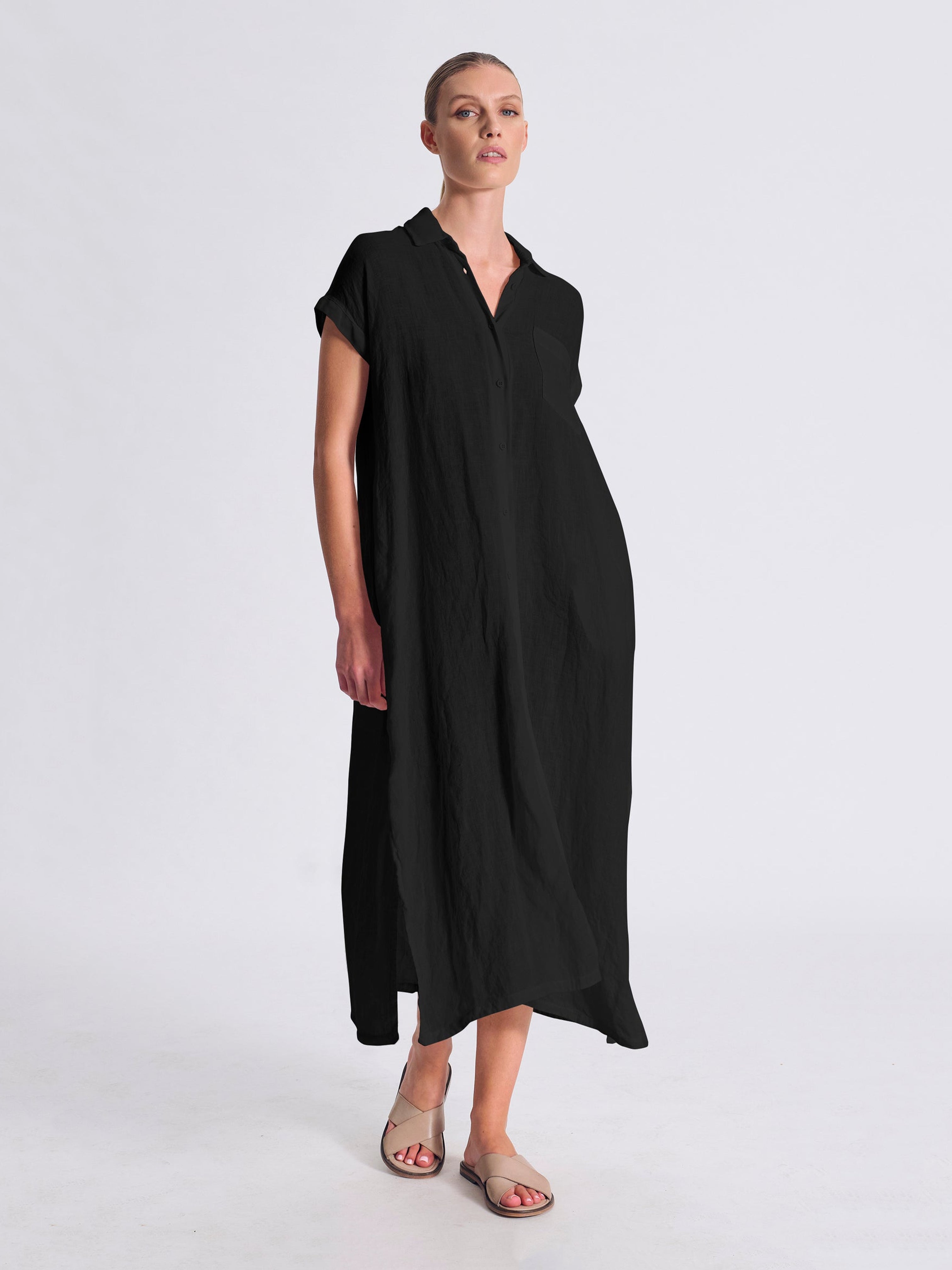 LINEN DRESS BLACK