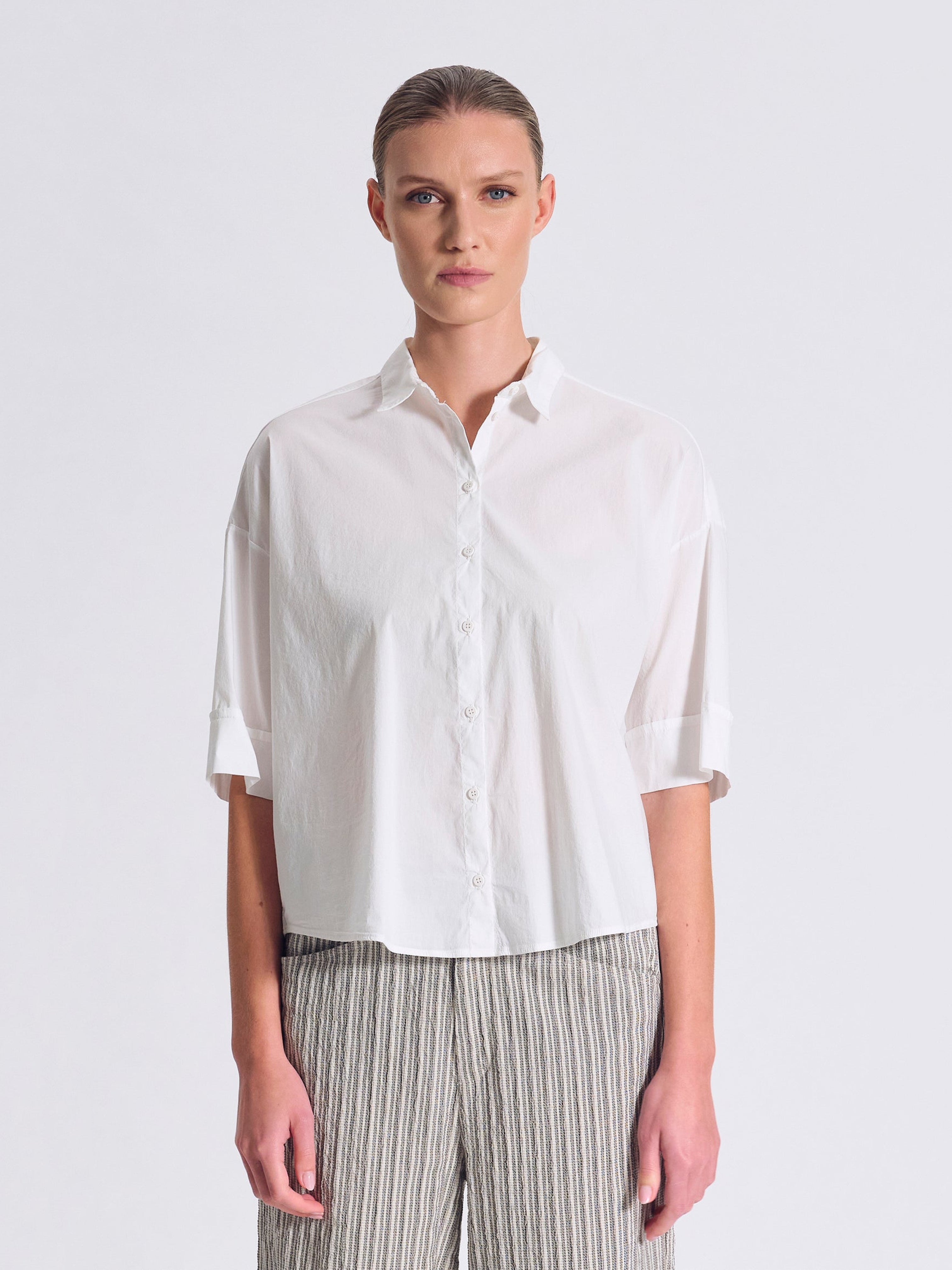 RELAXED 3/4 SLEEVE SHIRT WHITE