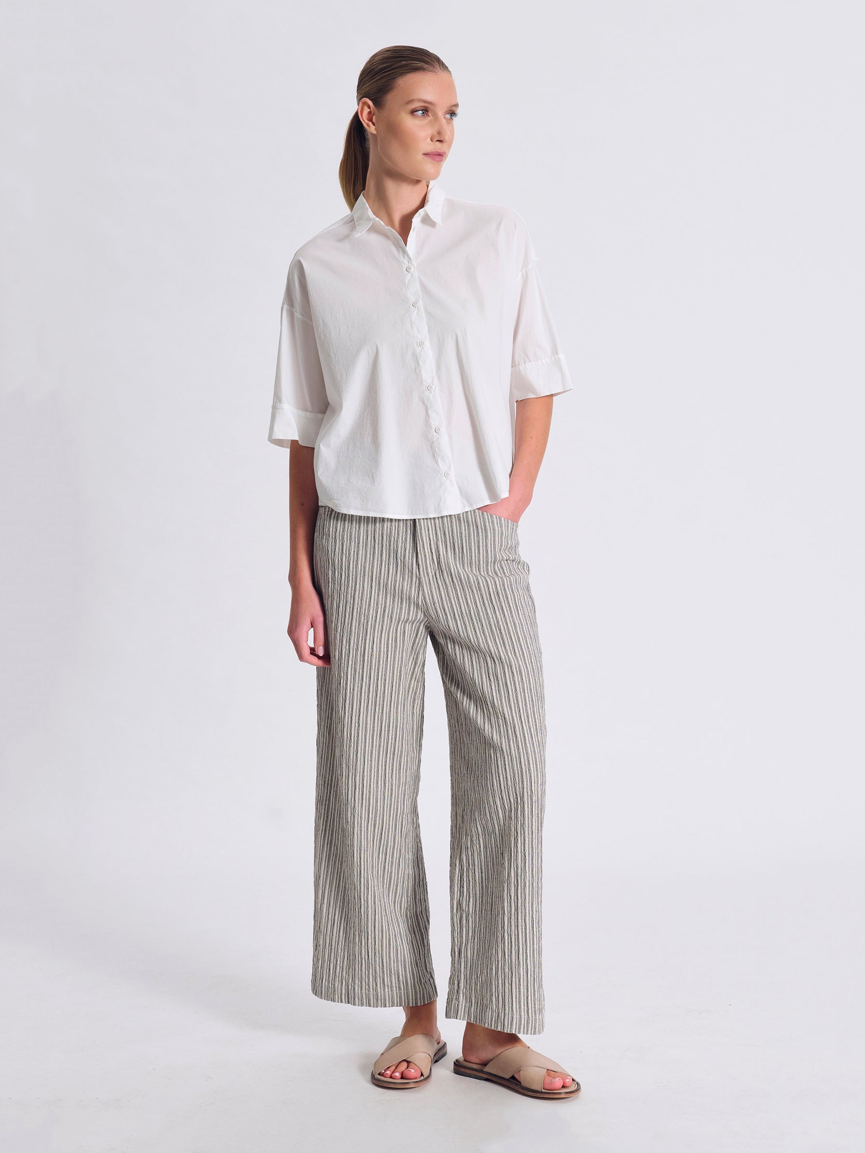 RELAXED 3/4 SLEEVE SHIRT WHITE