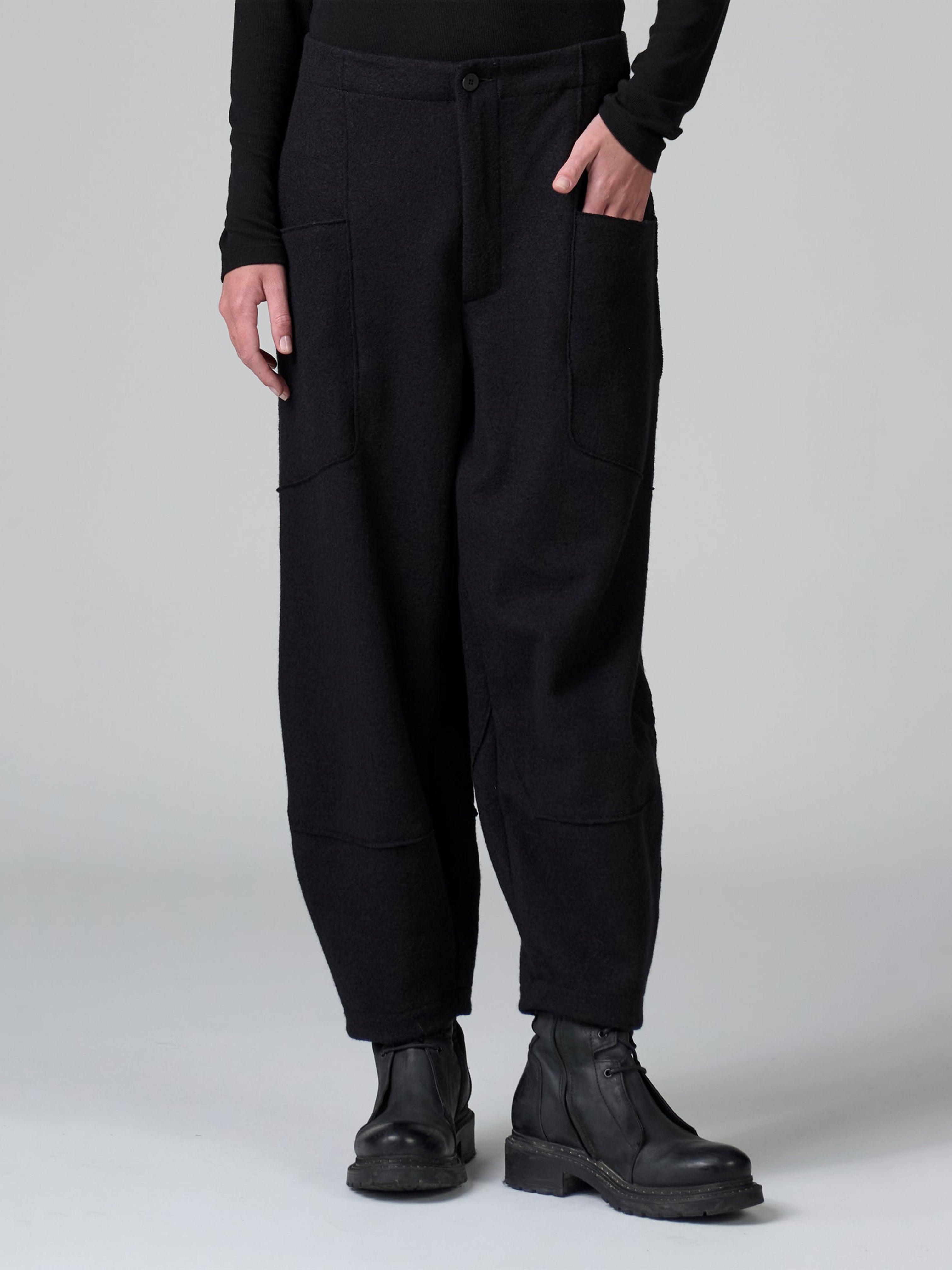 FELTED WOOL PANT BLACK