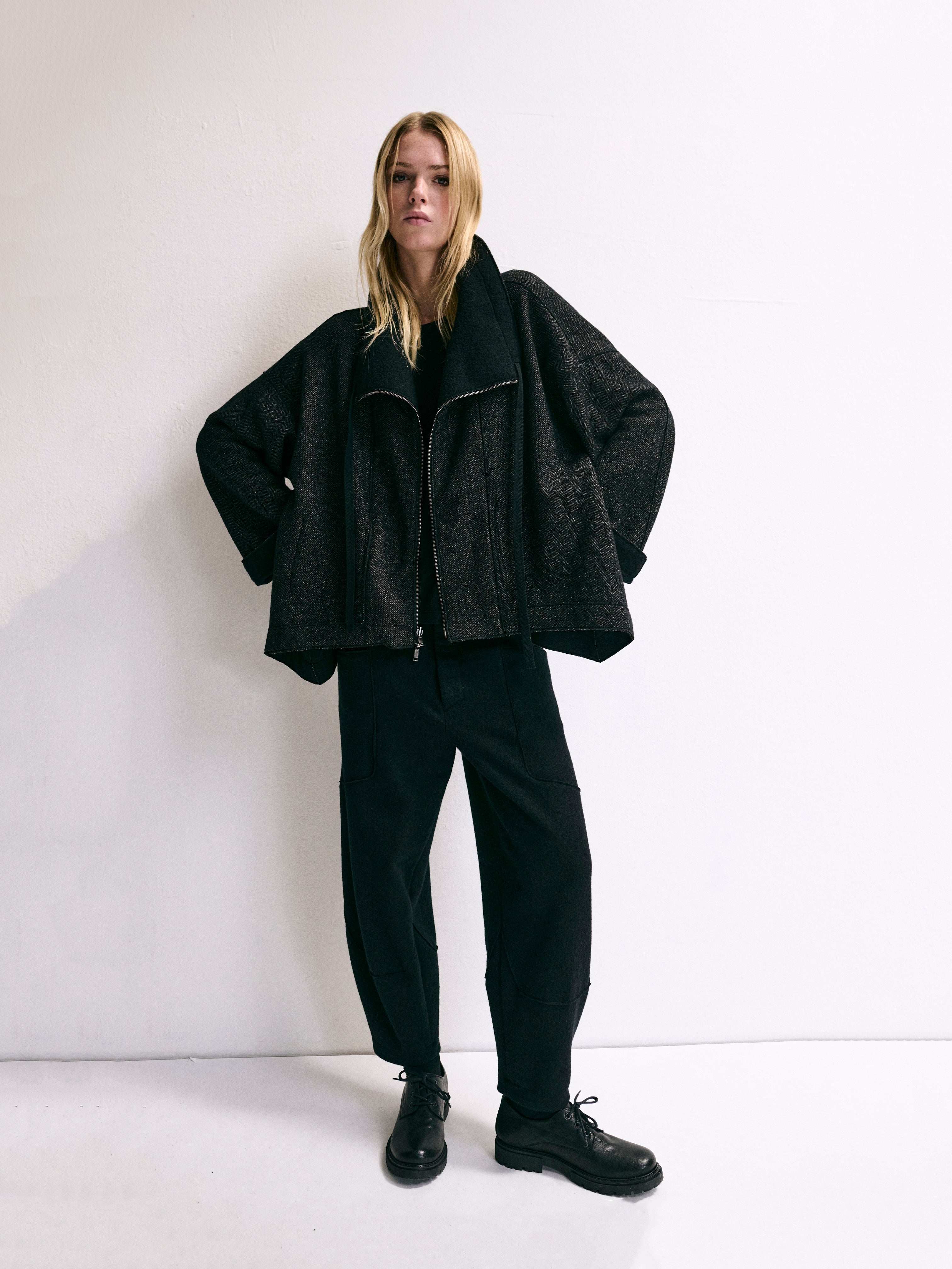 FELTED WOOL PANT BLACK