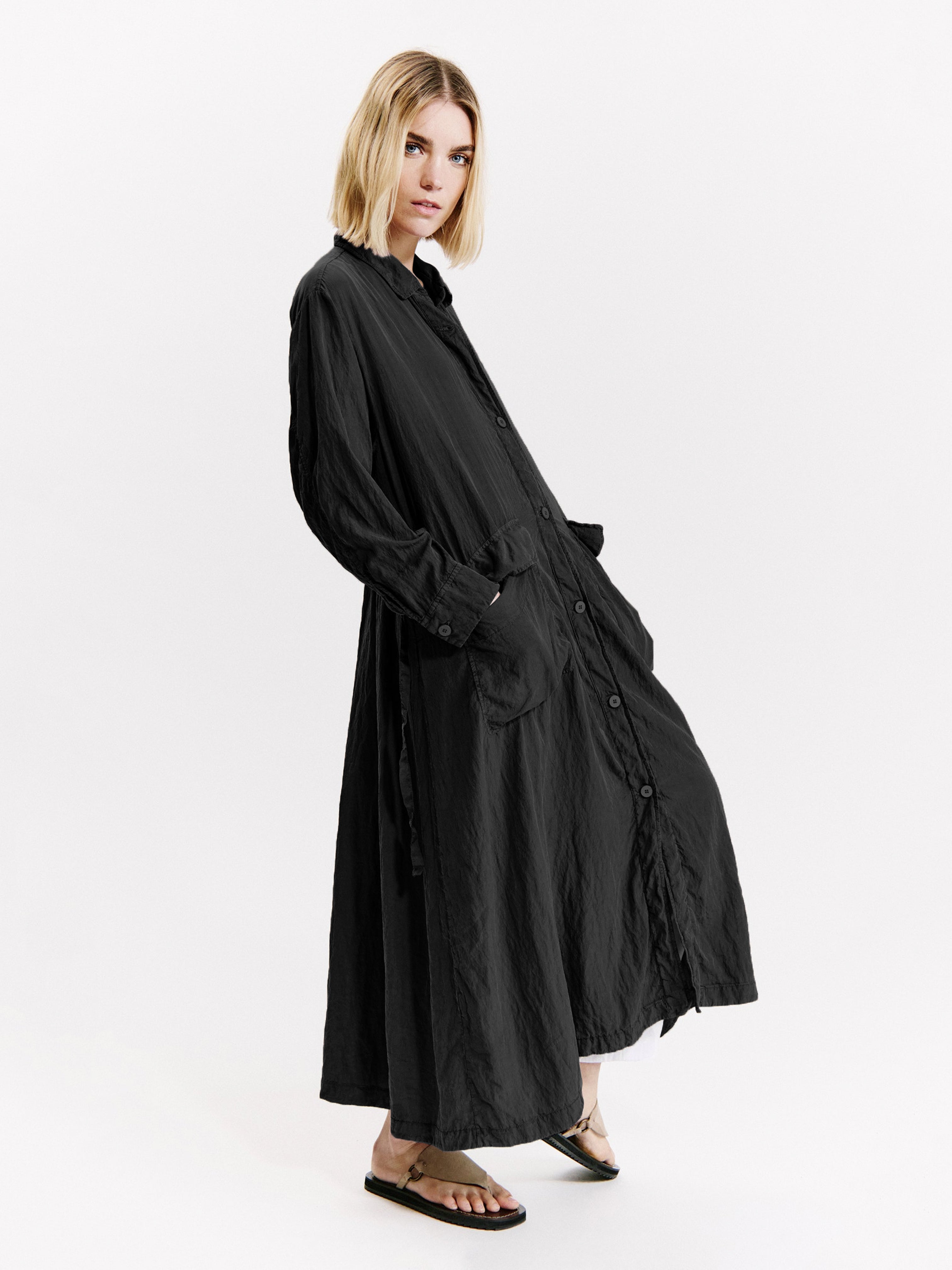 SILK BLEND COAT DRESS BLACK