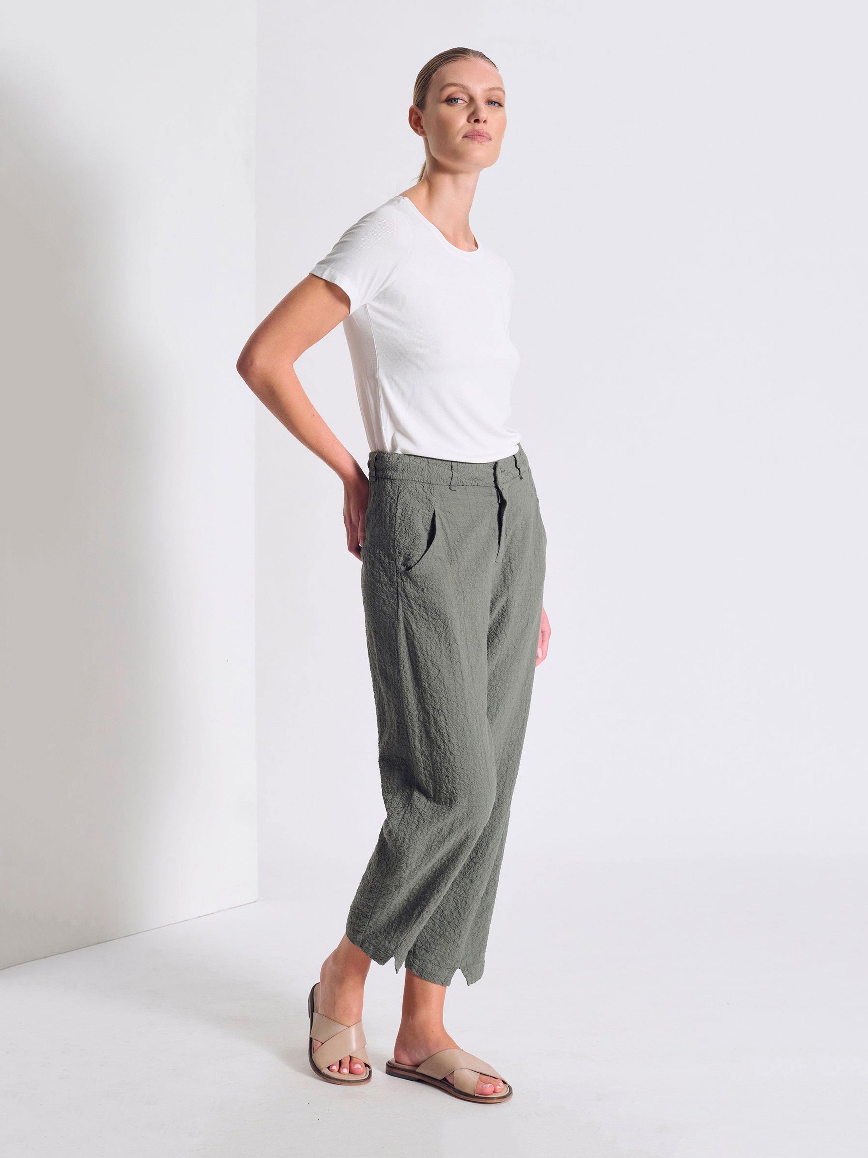 SIGNATURE PANT PENCIL STRIPE GREEN