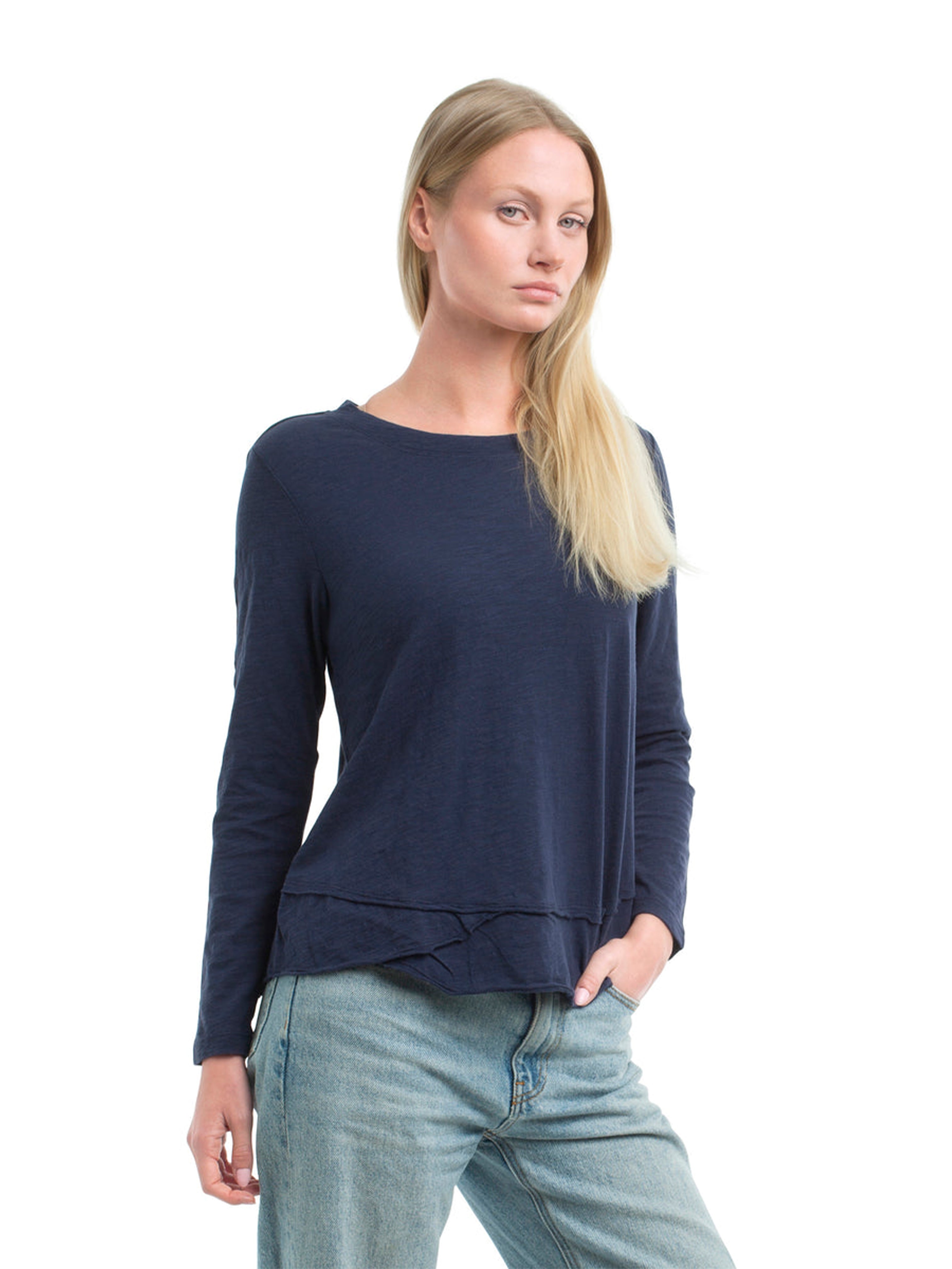 MOCK LAYER L/S T SHIRT NAVAL ACADEMY