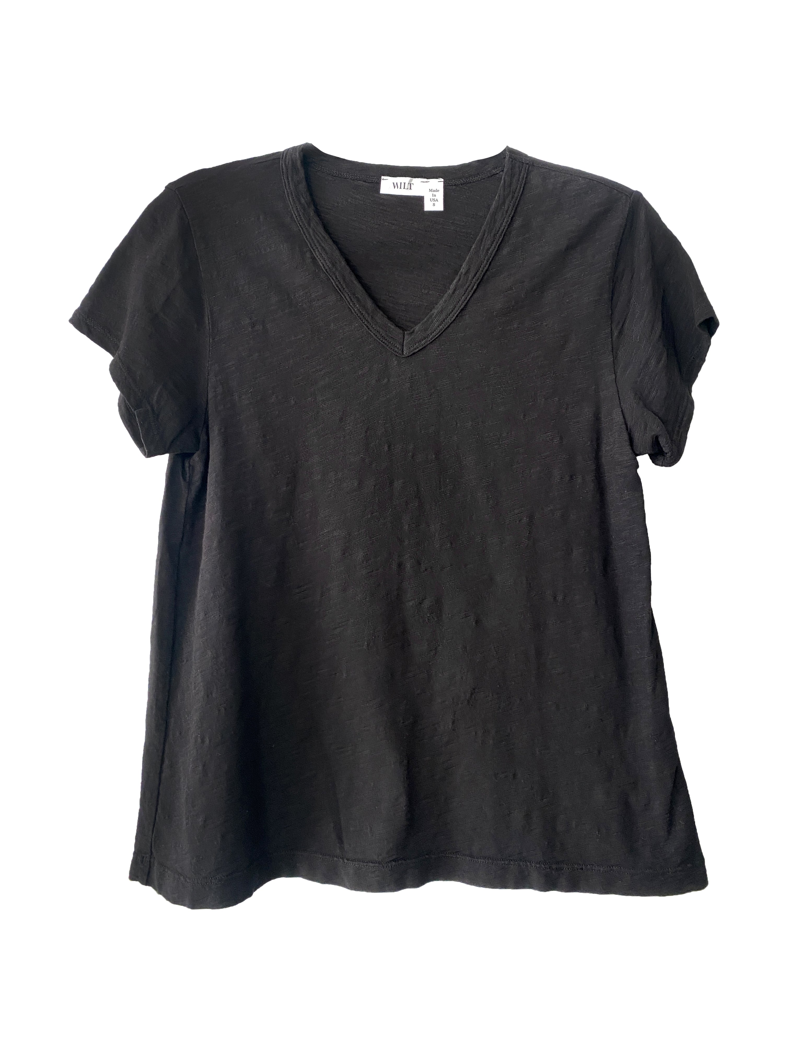 V NECK BASIC S/S T SHIRT BLACK