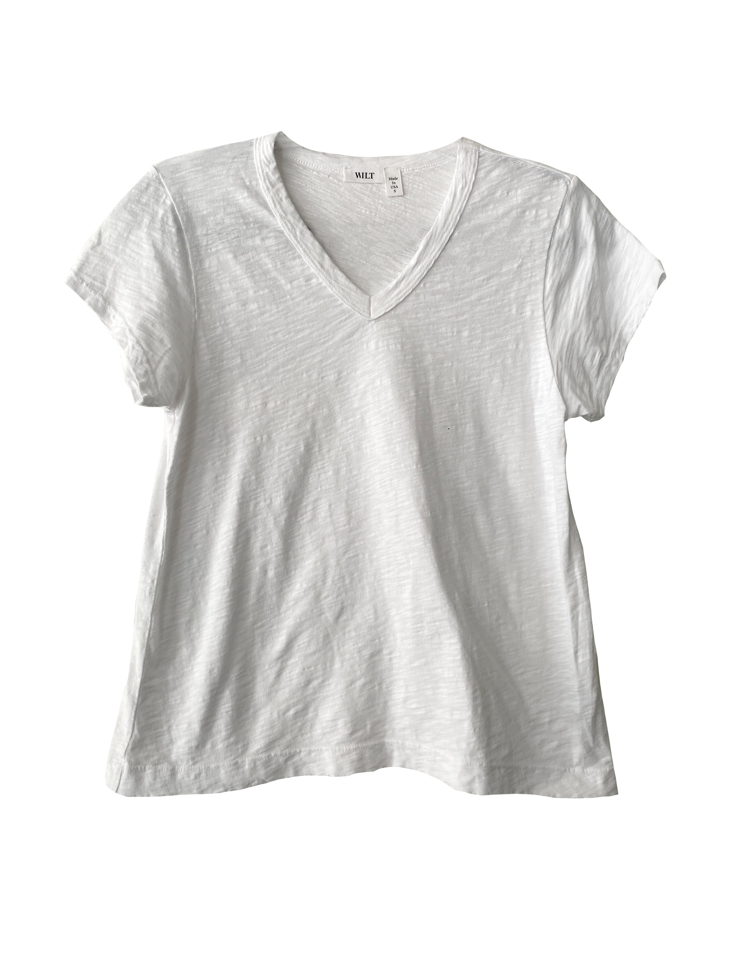V NECK BASIC S/S T SHIRT WHITE