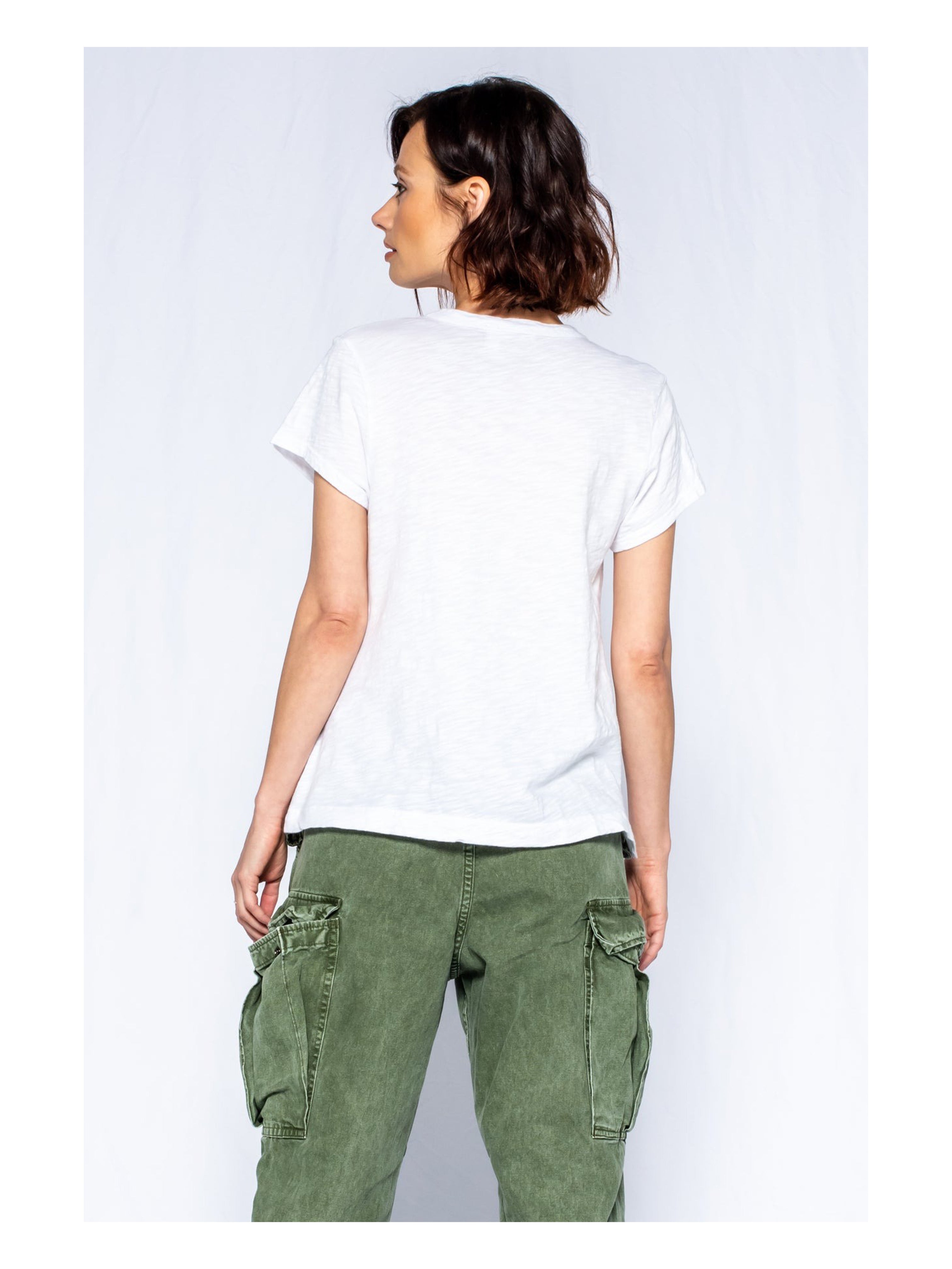 V NECK BASIC S/S T SHIRT WHITE