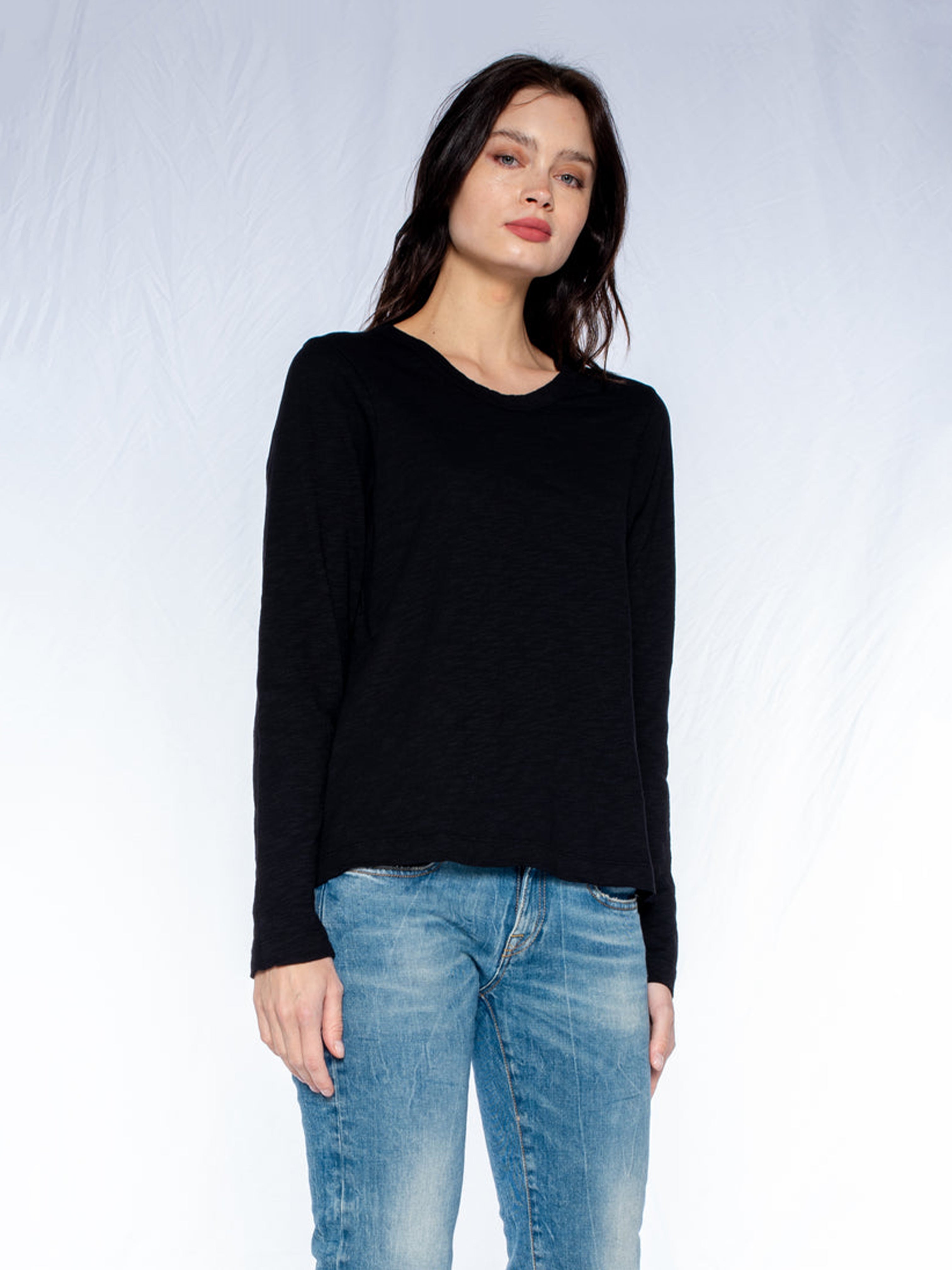 BASIC CREW L/S T SHIRT BLACK