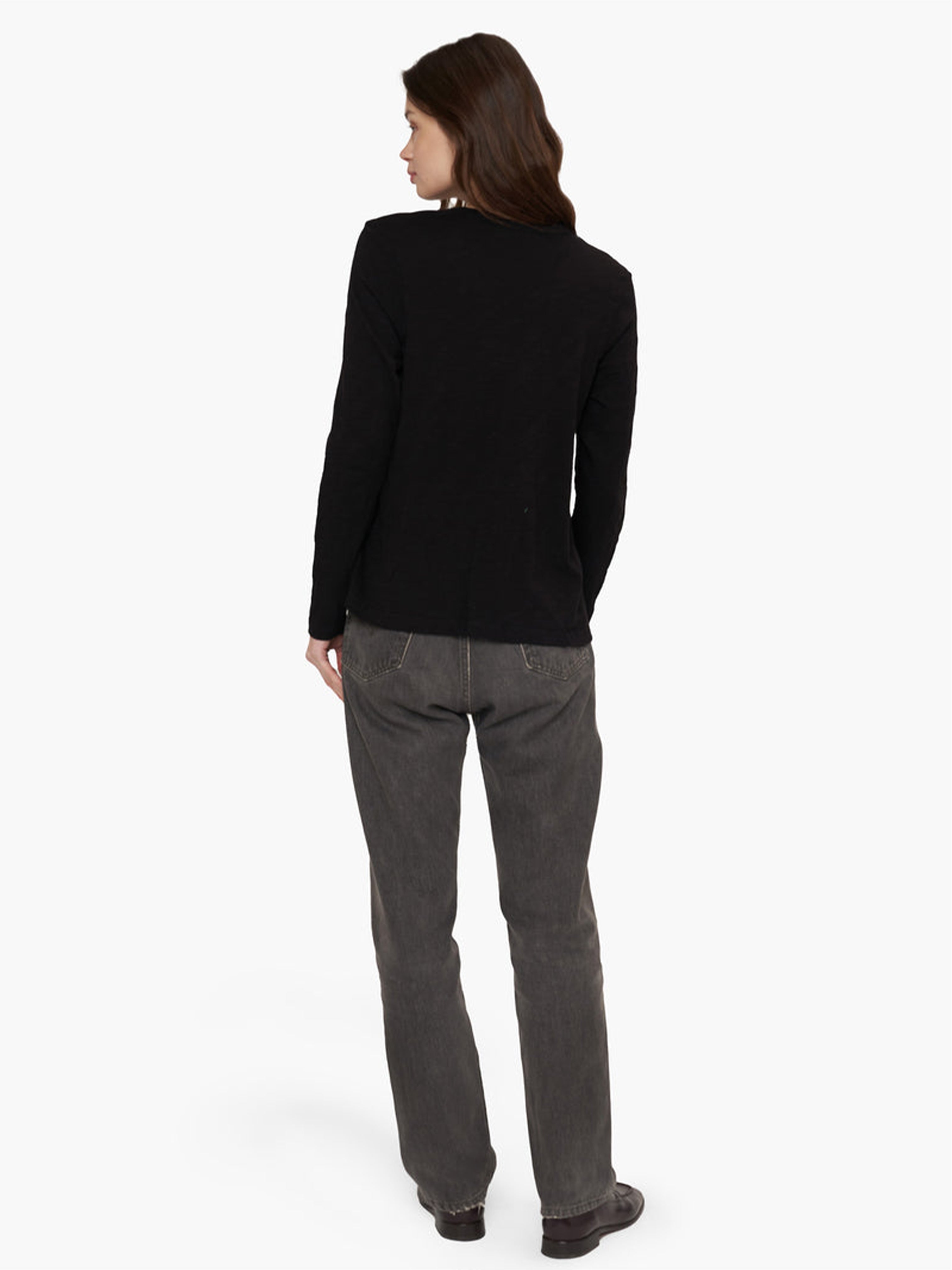 CONTRAST PANEL L/S T SHIRT BLACK